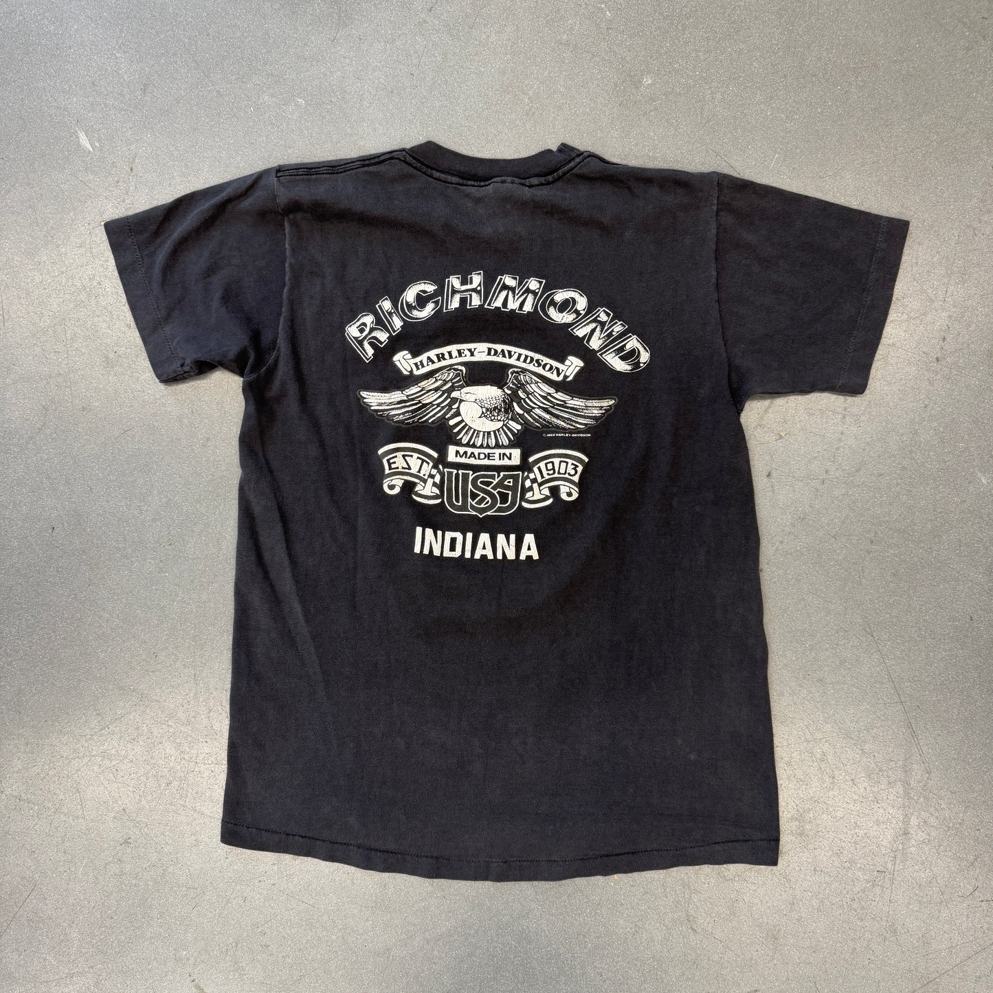 HARLEY DAVIDSON MOTORCYCLES ROAD HAWG RICHMOND INDIANA TEE