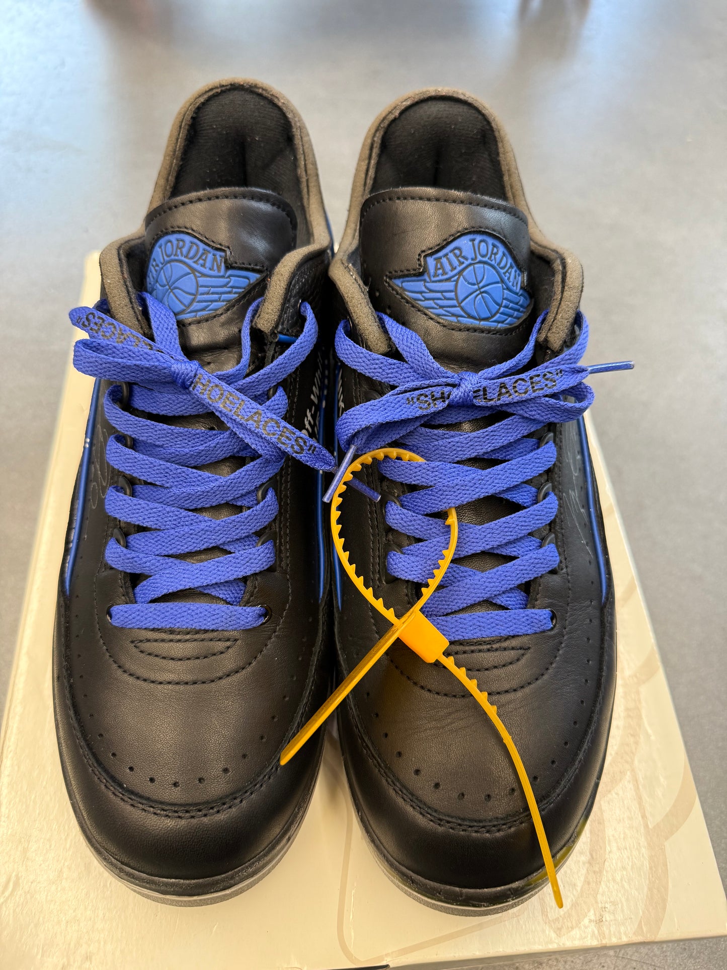 2021 SIZE 12 OFF-WHITE JORDAN 2 RETRO LOW SP BLACK BLUE (PRE-OWNED WITH BOX)