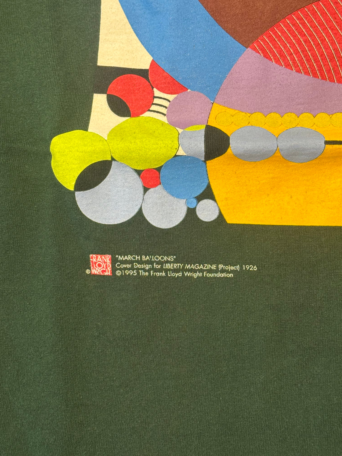 1995 THE FRANK LLOYD WRIGHT FOUNDATION "MARCH BALLOONS" TEE (FOTL TAG)