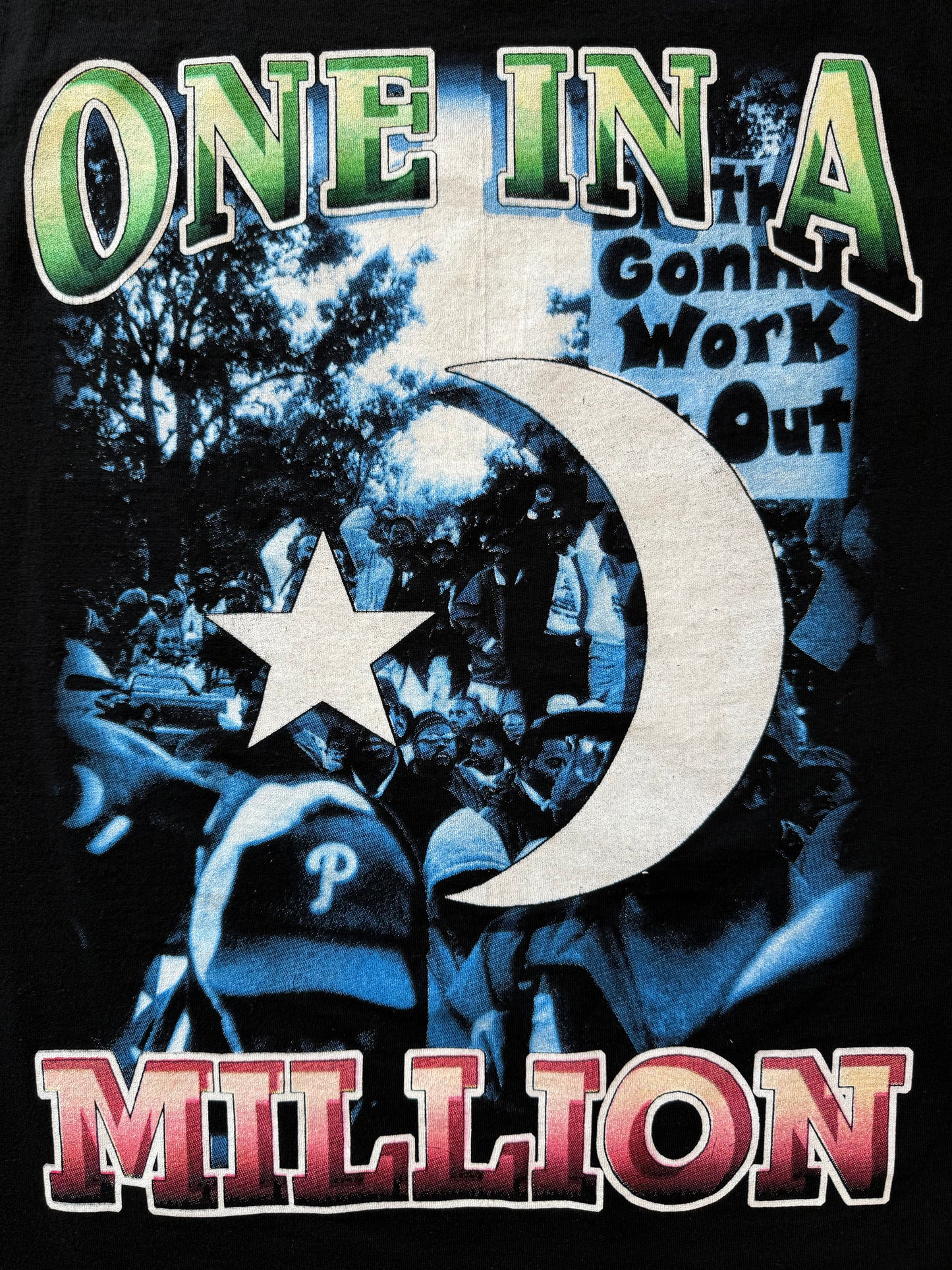 1996 MMM MILLION MAN MARCH UNITED NATIONS ONE IN A MILLION RAP TEE (MIRO TAG)