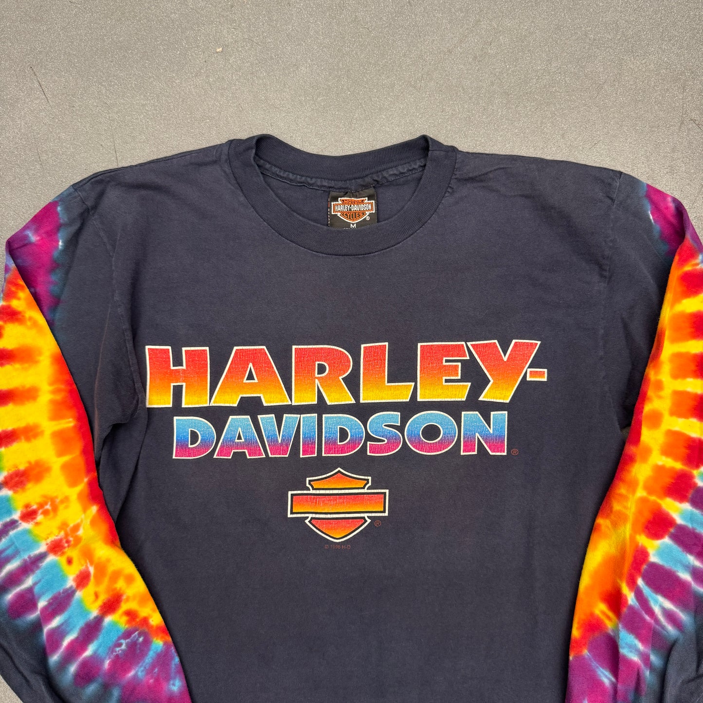1998 HARLEY-DAVIDSON MOTORCYCLES BERGEN COUNTY TIE-DYE LONG SLEEVE TEE