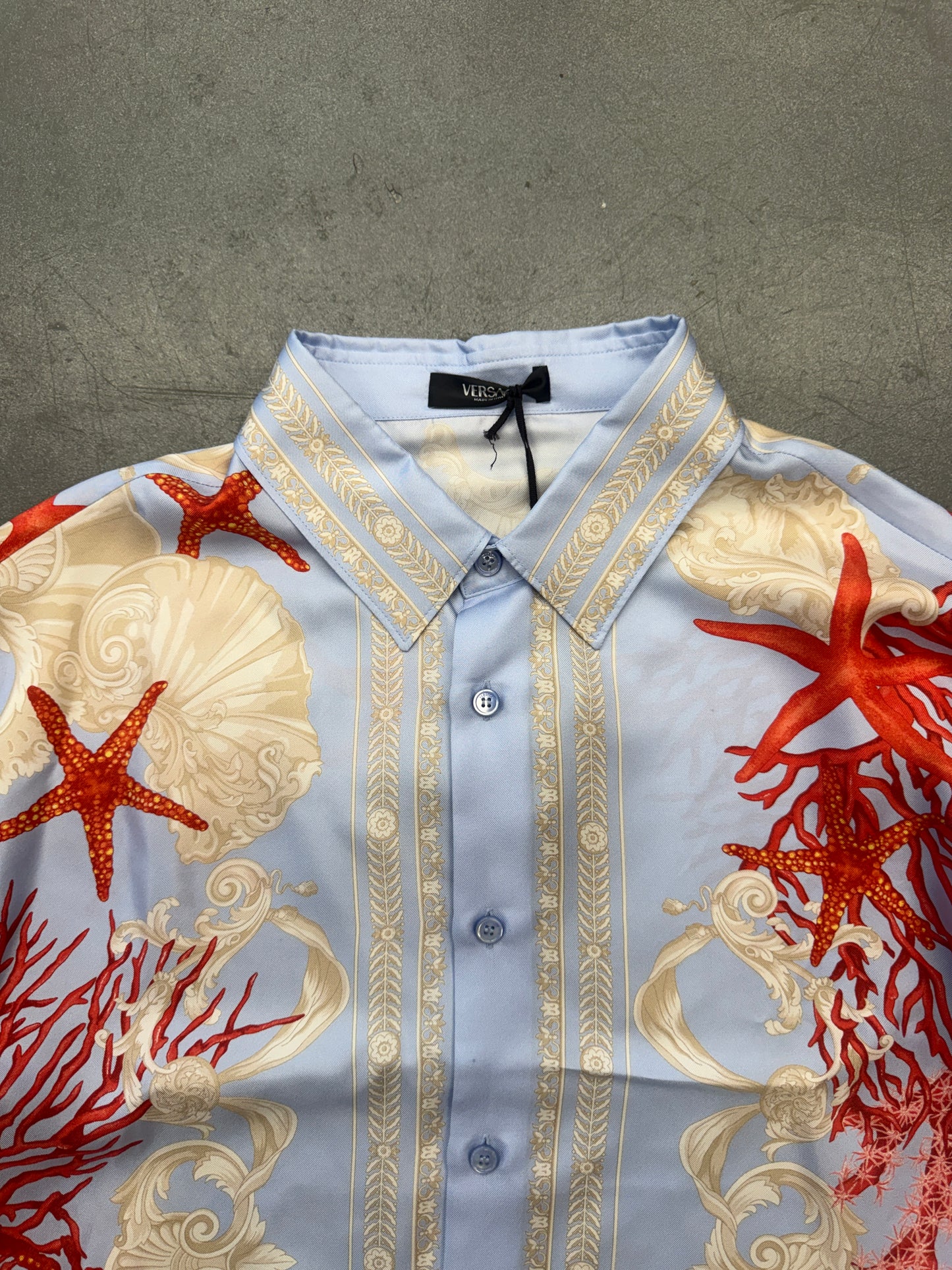 VERSACE BAROCCO SEA SILK LS BUTTON-UP SHIRT