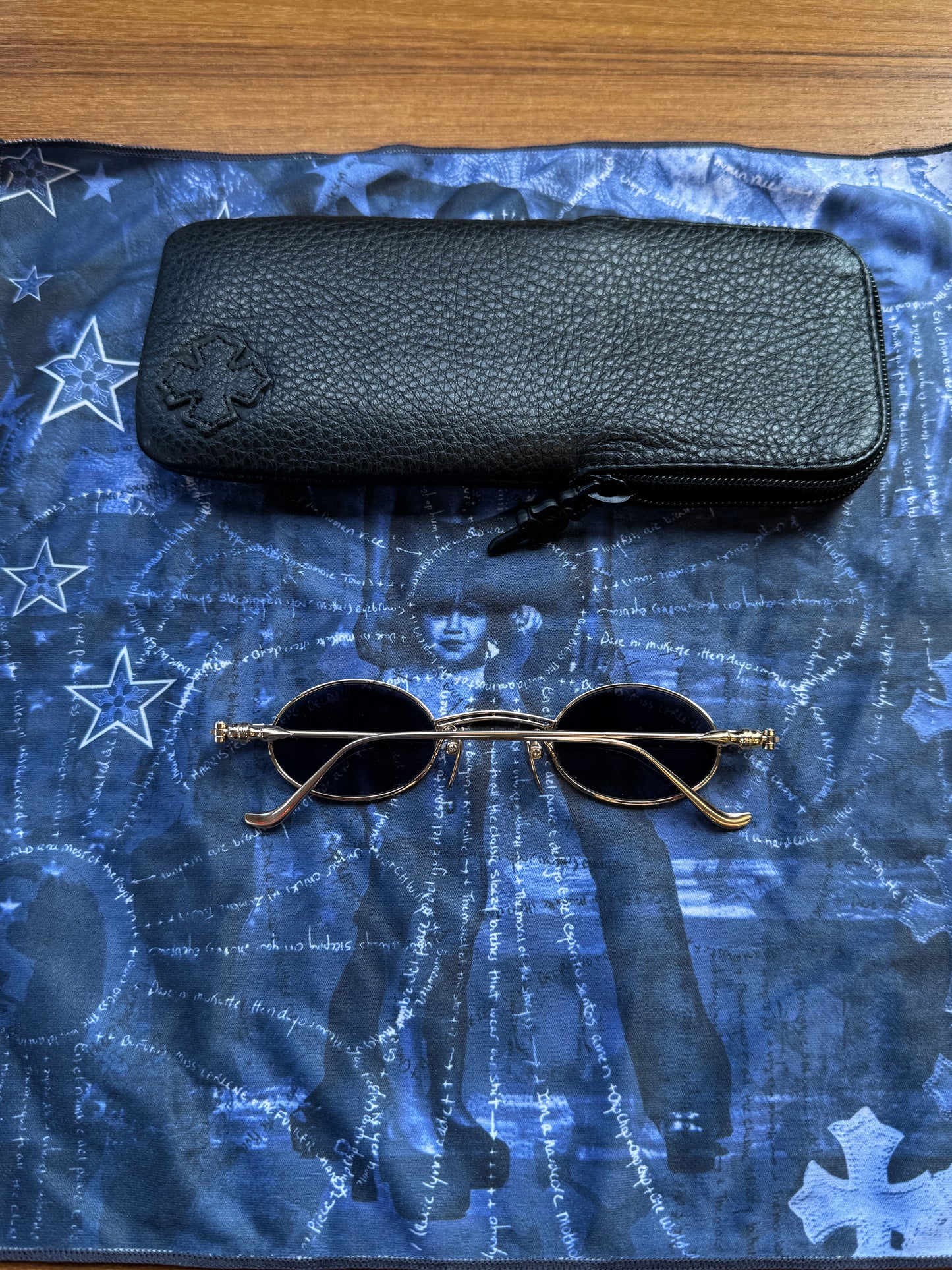 CHROME HEARTS LUX GOLD PLATED OVAL SUNGLASSES