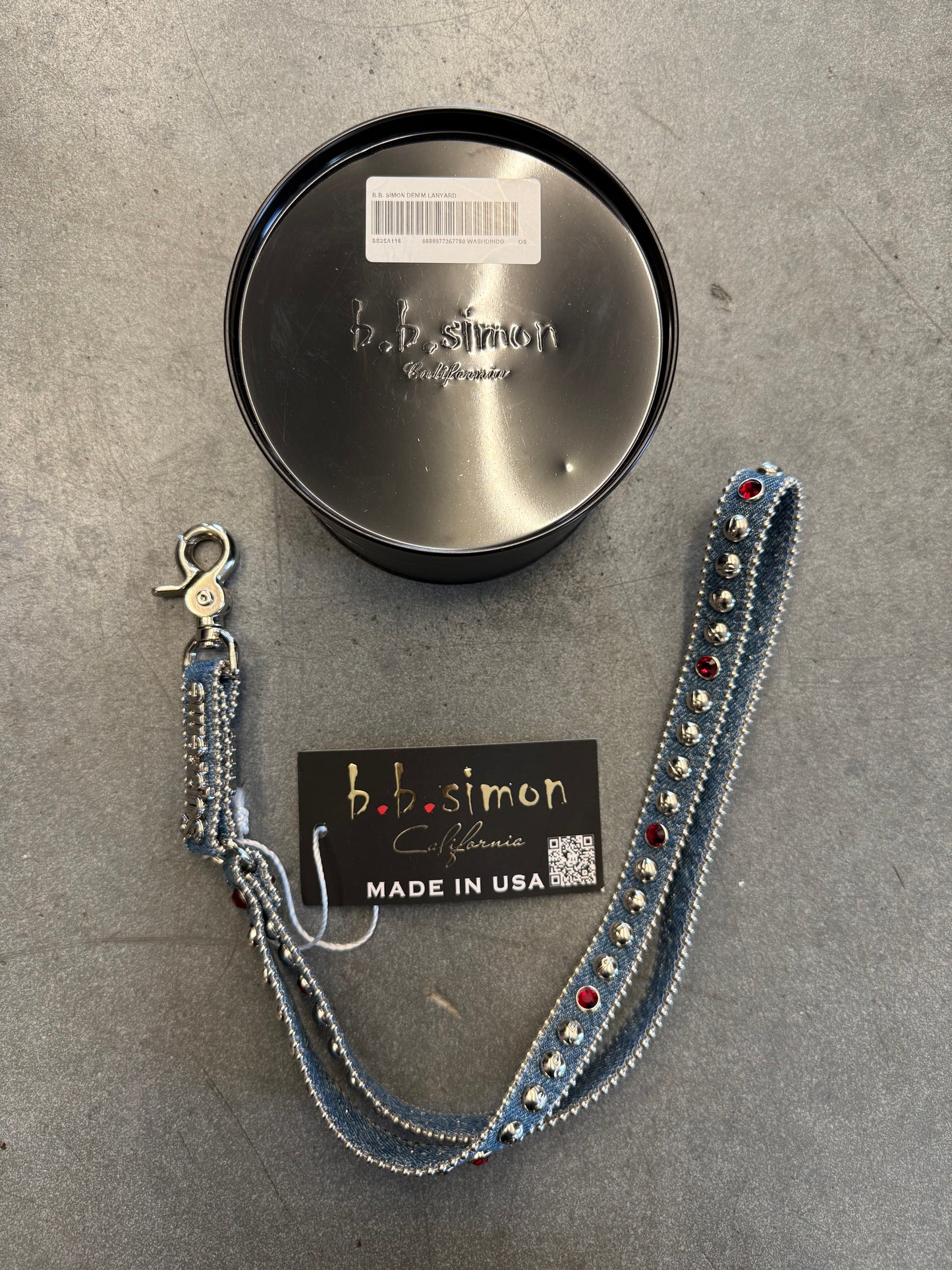 SS25 SUPREME B.B. SIMON DENIM LANYARD - WASHED INDIGO (NEW IN BOX)