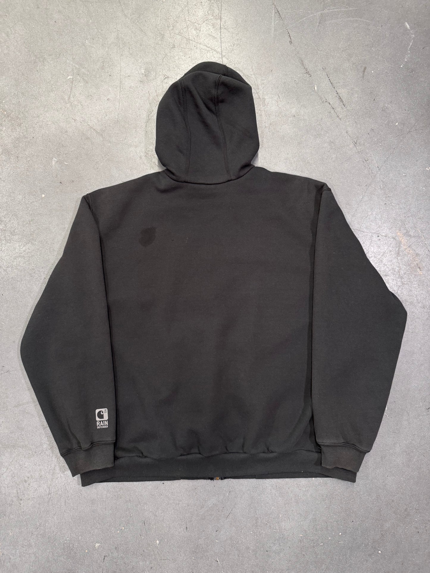 * VINTAGE CARHARTT ZIP-UP HOODIE RAIN DEFENDER BLACK (MADE IN MEXICO) (2XL)