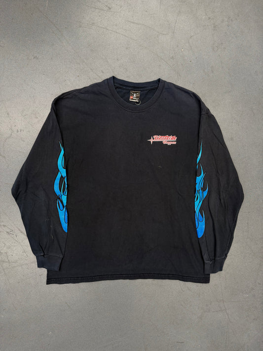 00'S WESTSIDE CHOPPERS ESCONDIDO CALIFORNIA BLUE FLAME LS TEE (HANES BEEFY-T TAG)