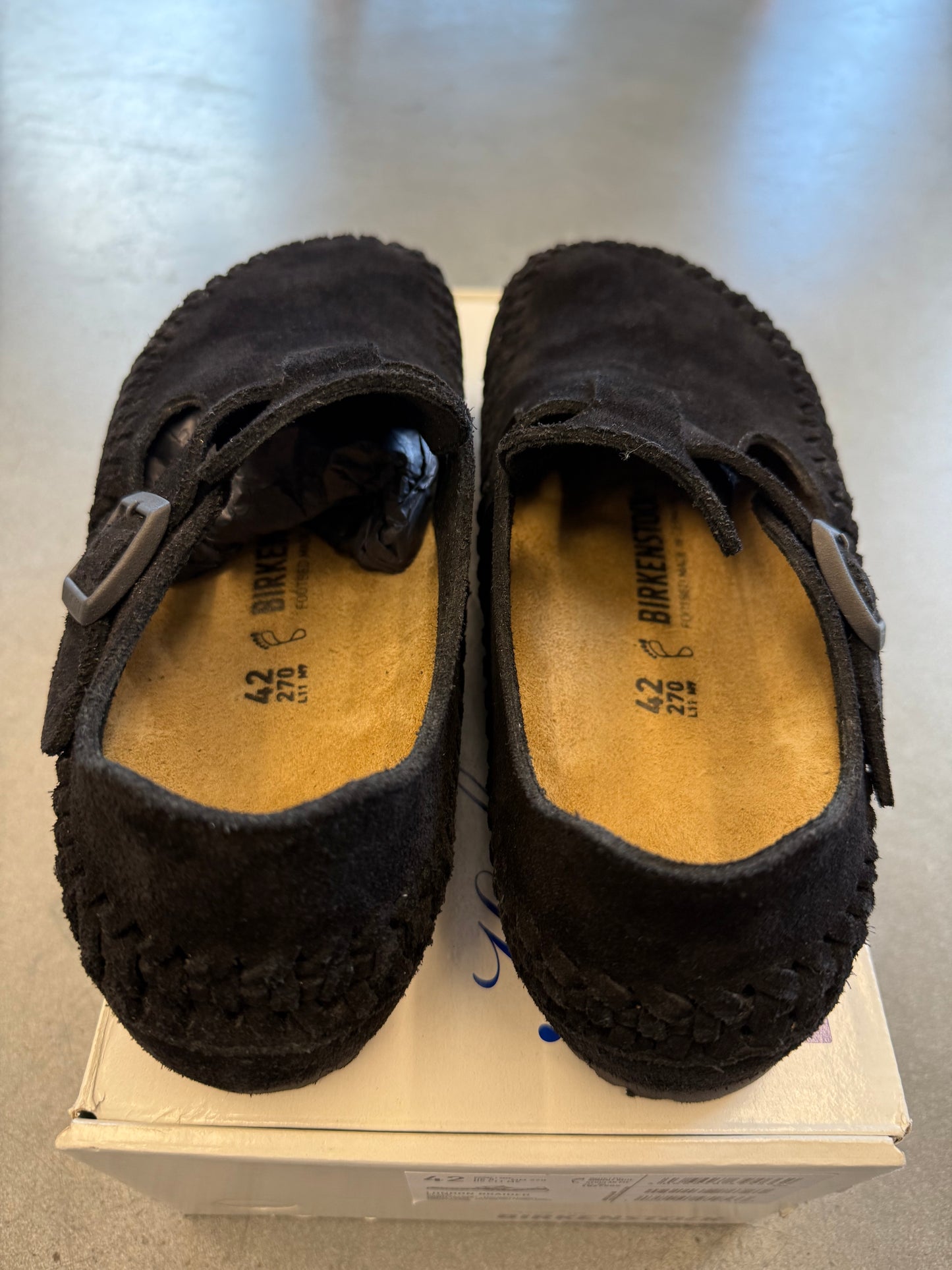 2023 SIZE 42 KITH BIRKENSTOCK LONDON BRAIDED - BLACK (PRE-OWNED WITH BOX)