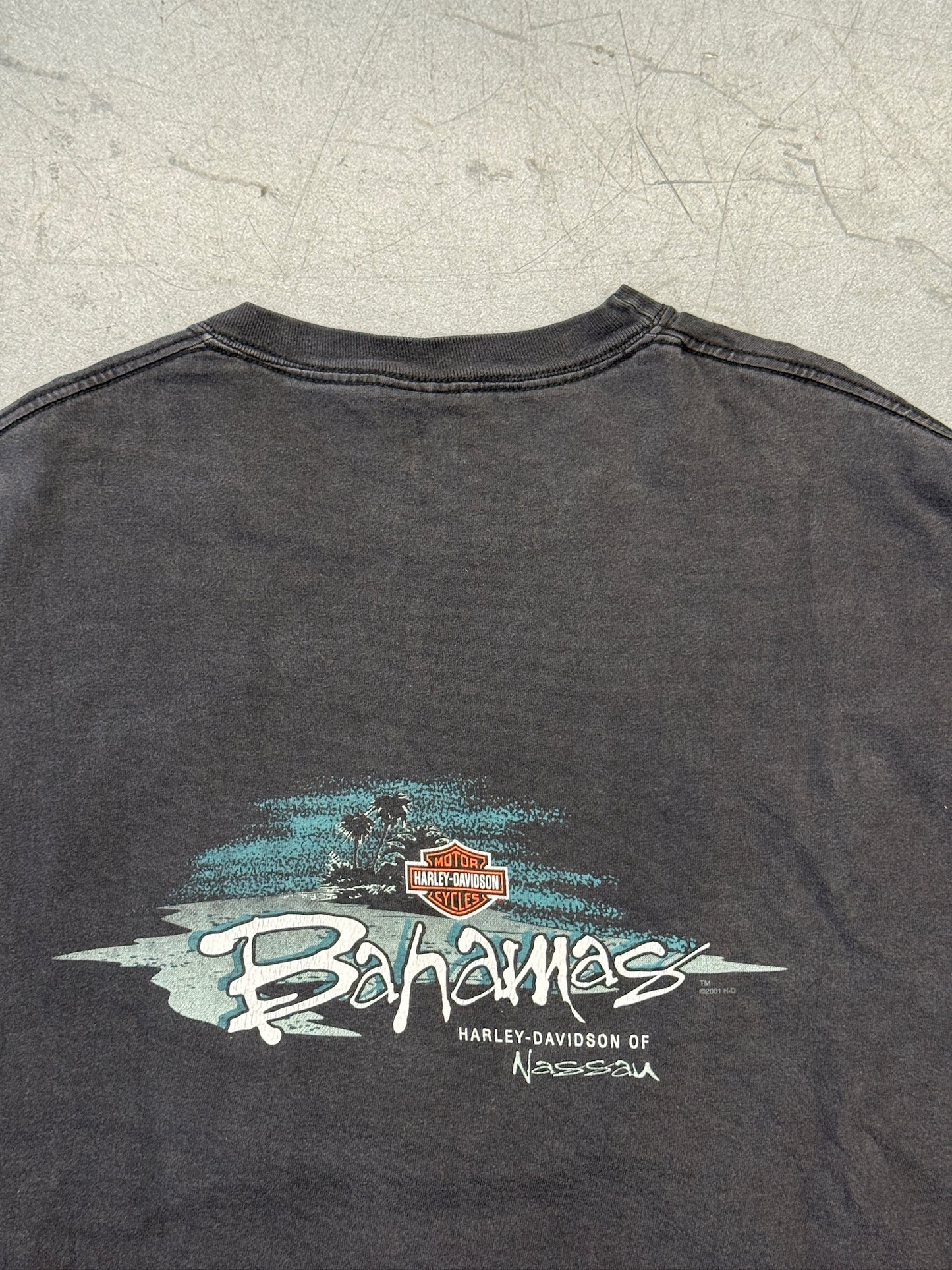 2001 HARLEY-DAVIDSON NASSAU, BAHAMAS LS FLAMES TEE