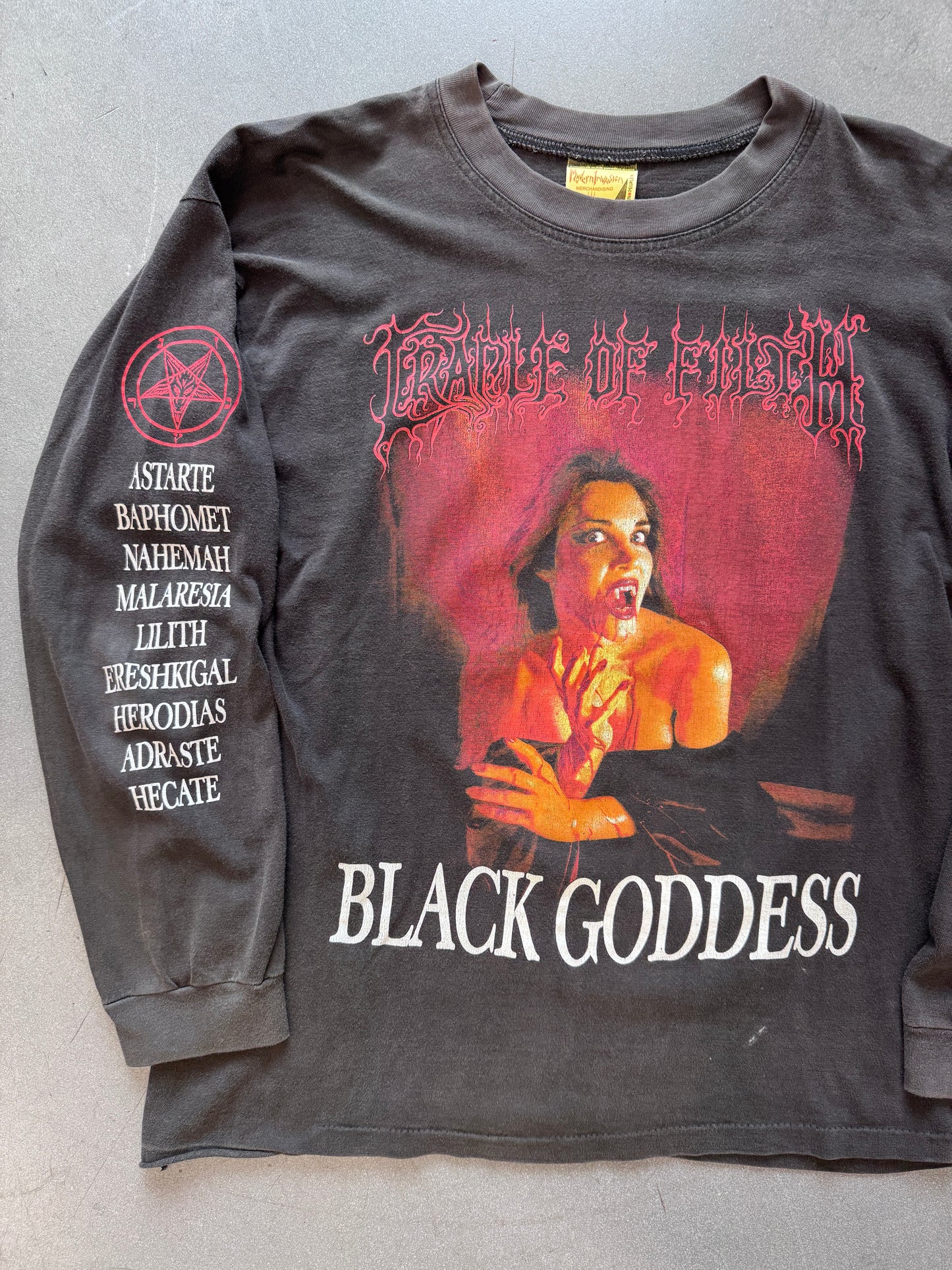 90'S CRADLE OF FILTH BLACK GODDESS LOVELORN GOTHIC DARKNESS LONG-SLEEVE TEE (MODERN INVASION TAG)