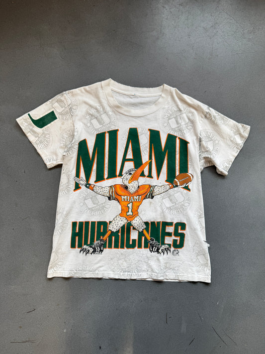 1992 MIAMI HURRICANES SEBASTIAN FOOTBALL AOP GAME DAY DAWES (PULLED TAG)