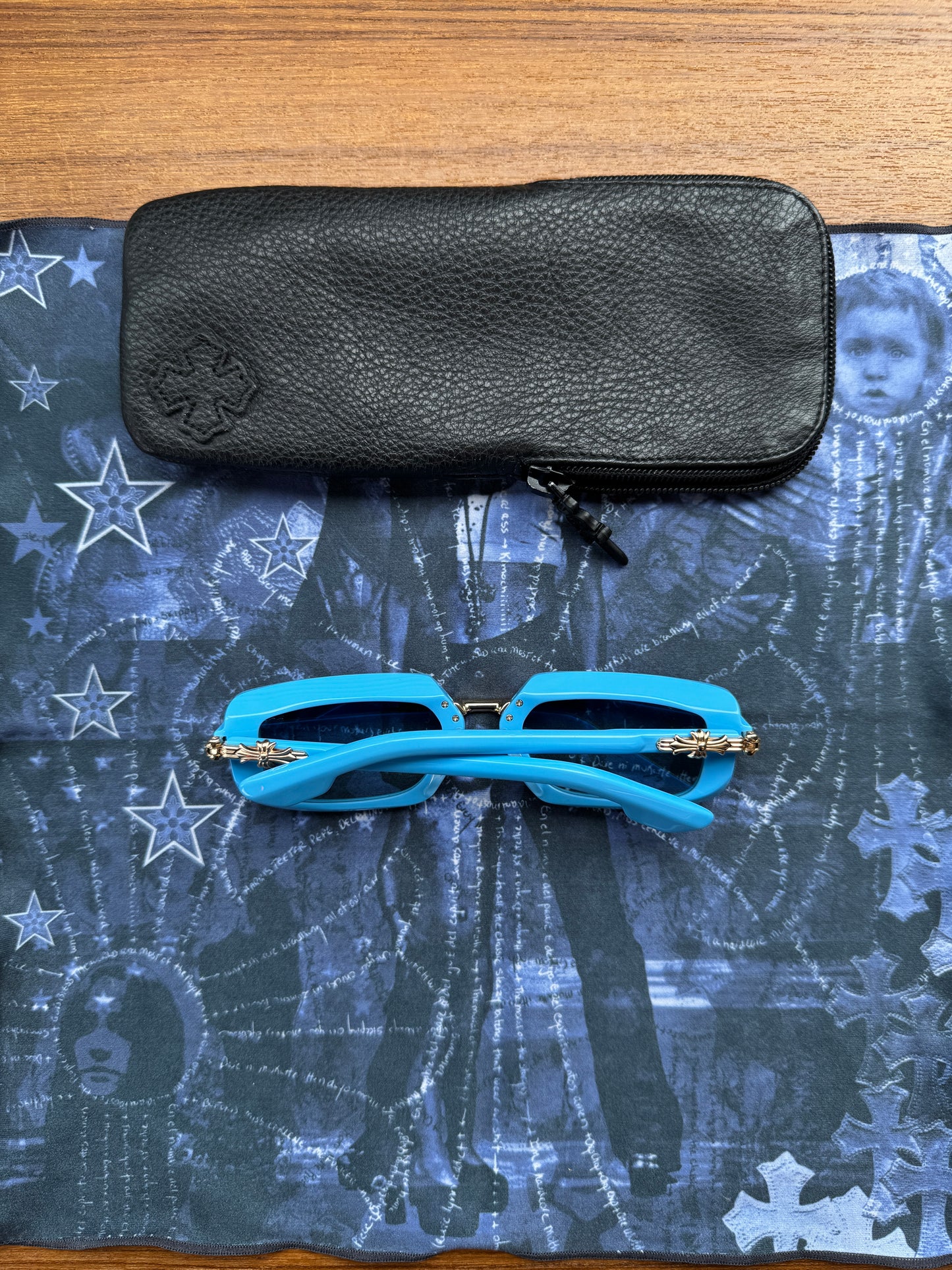 CHROME HEARTS ASSTRAVAGANT SUNGLASSES - BLUE/GOLD (WITH CLOTH AND CASE) - NEW