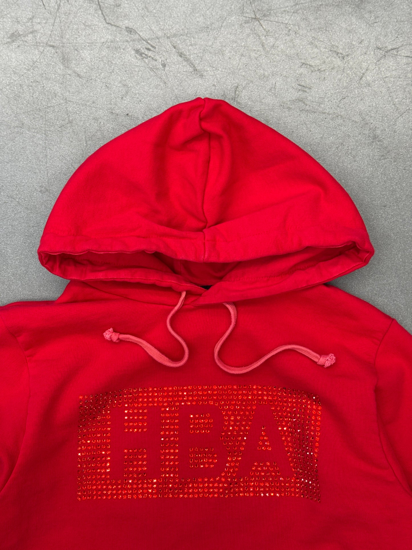 HOOD BY AIR HBA RHINESTONE GEM HOODIE - RED