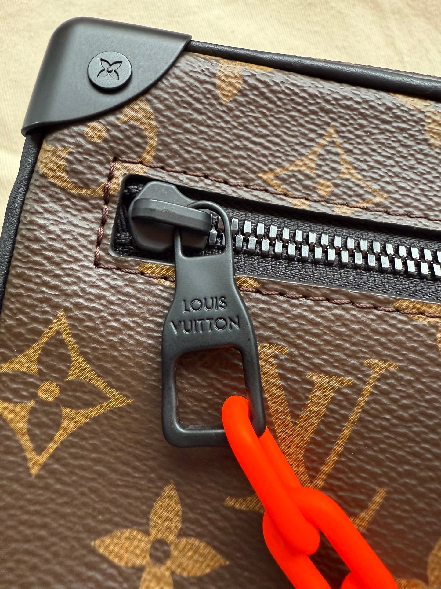 SS19 LOUIS VUITTON MINI SOFT TRUNK ORANGE CHAIN BAG - BROWN MONOGRAM (PRE-OWNED WITH DUSTBAG) (TANIA)