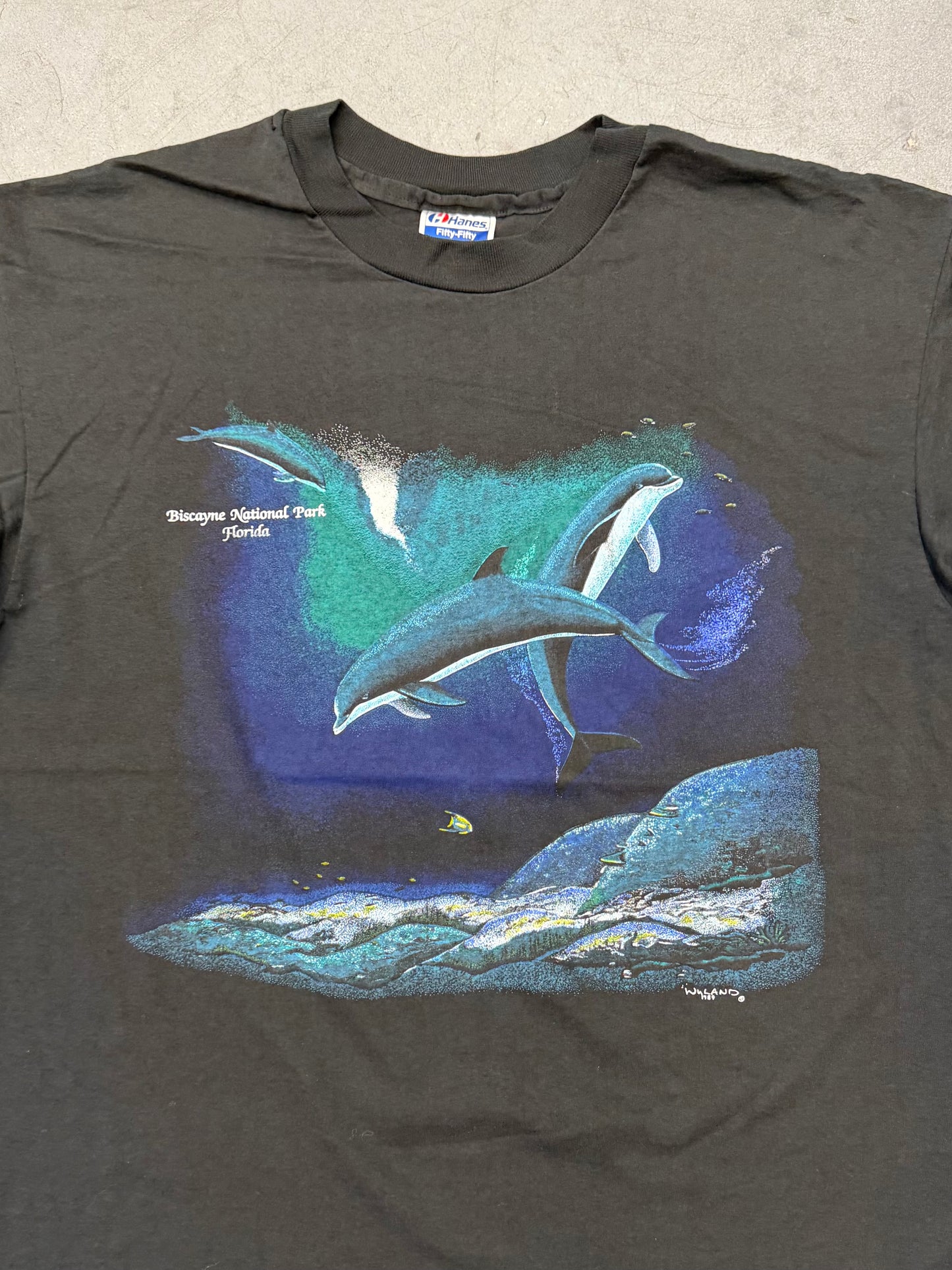 1989 BISCAYNE NATIONAL PARK FLORIDA DOLPHINS TEE (HANES TAG)