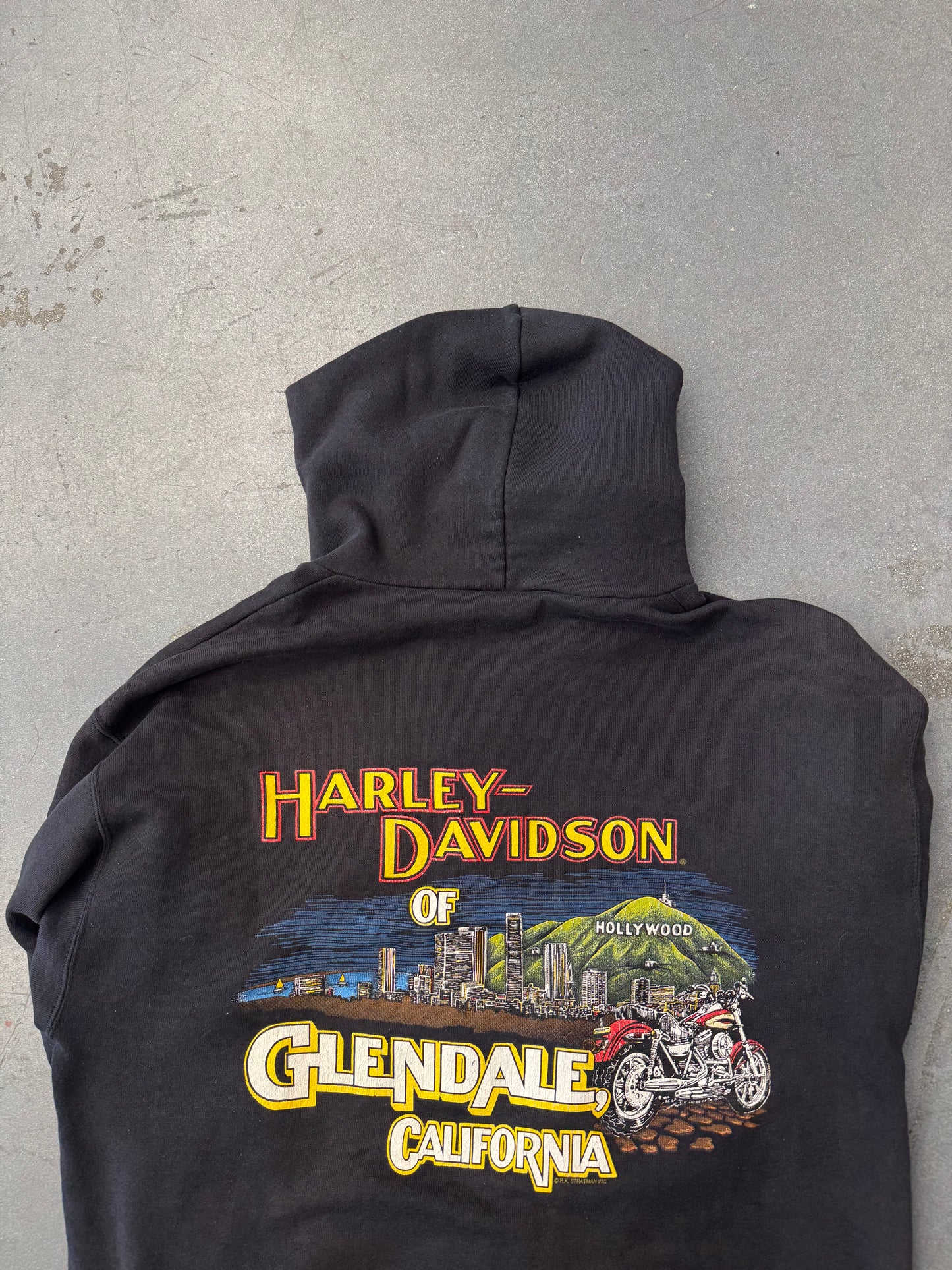 1996 HARLEY-DAVIDSON OF GLENDALE, CALIFORNIA FLAME SLEEVE ZIP-UP HOODIE