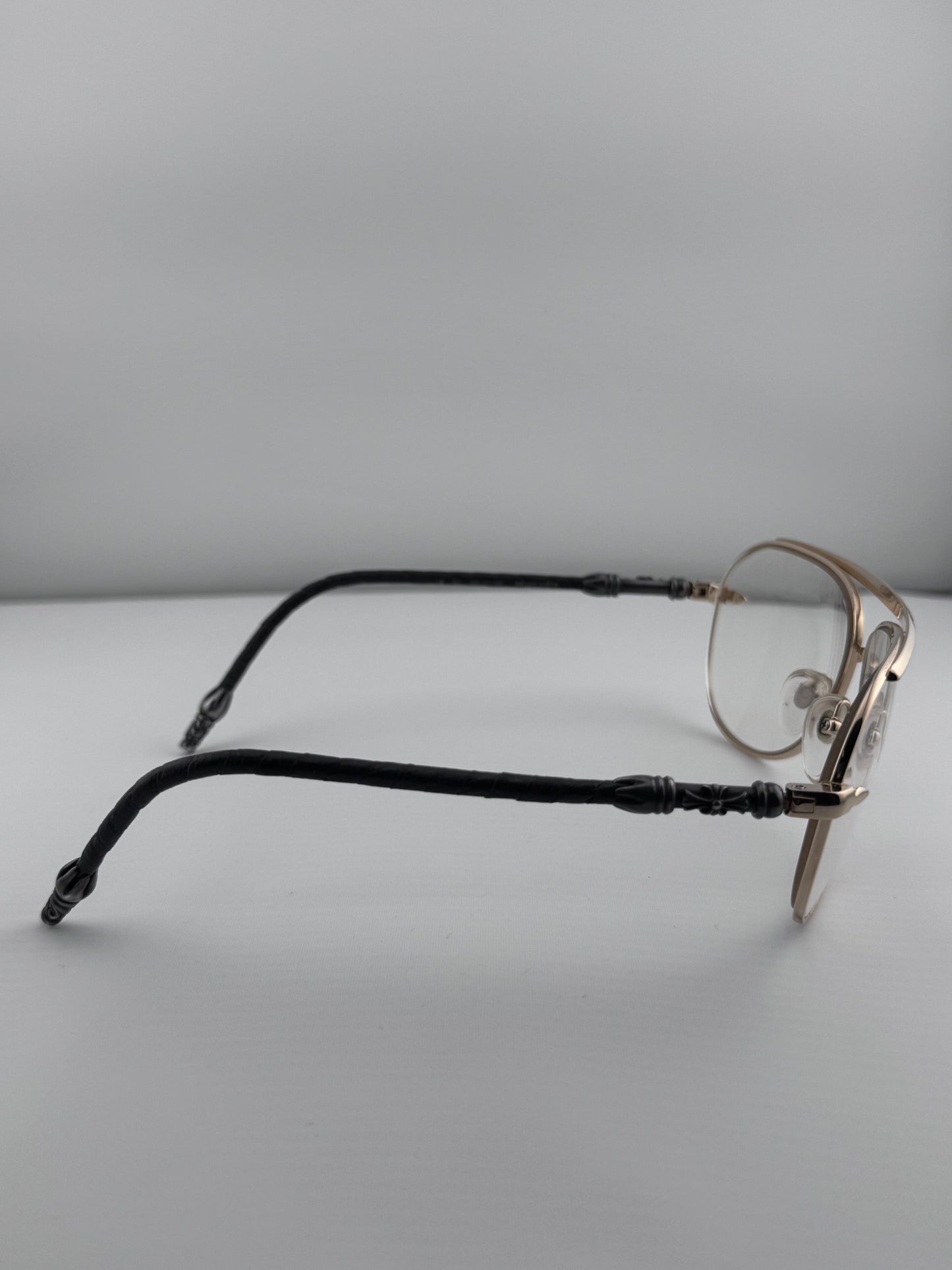 CHROME HEARTS 'MUNCHER' LEATHER HANDLES EYEGLASSES (PRE-OWNED WITH CASE)