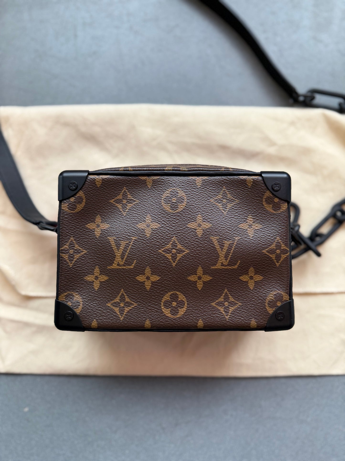 SS19 LOUIS VUITTON MINI SOFT TRUNK ORANGE CHAIN BAG - BROWN MONOGRAM (PRE-OWNED WITH DUSTBAG) (TANIA)