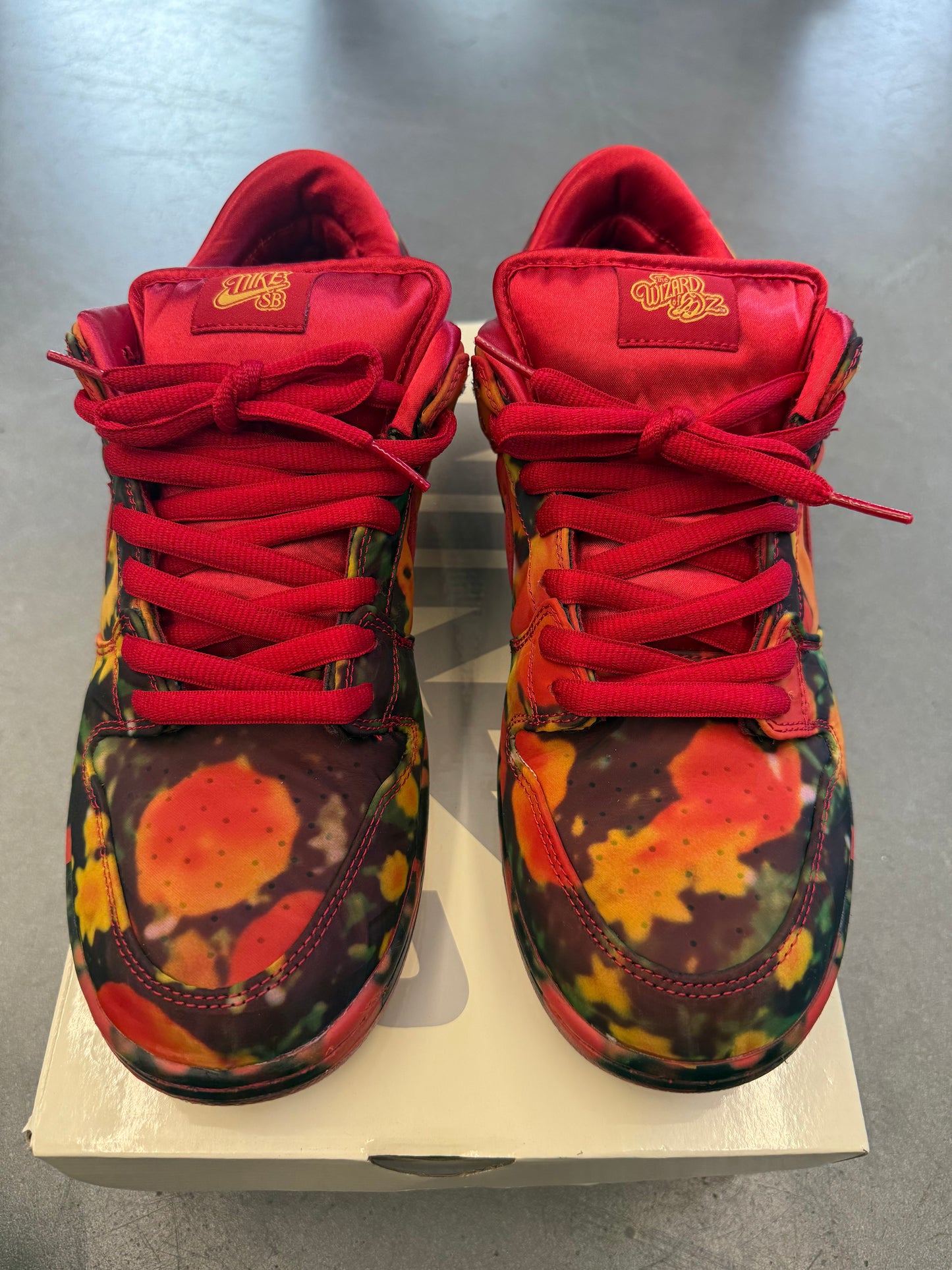2024 SIZE 12 NIKE SB DUNK LOW THE WIZARD OF OZ POPPY FIELD (PRE-OWNED WITH BOX)
