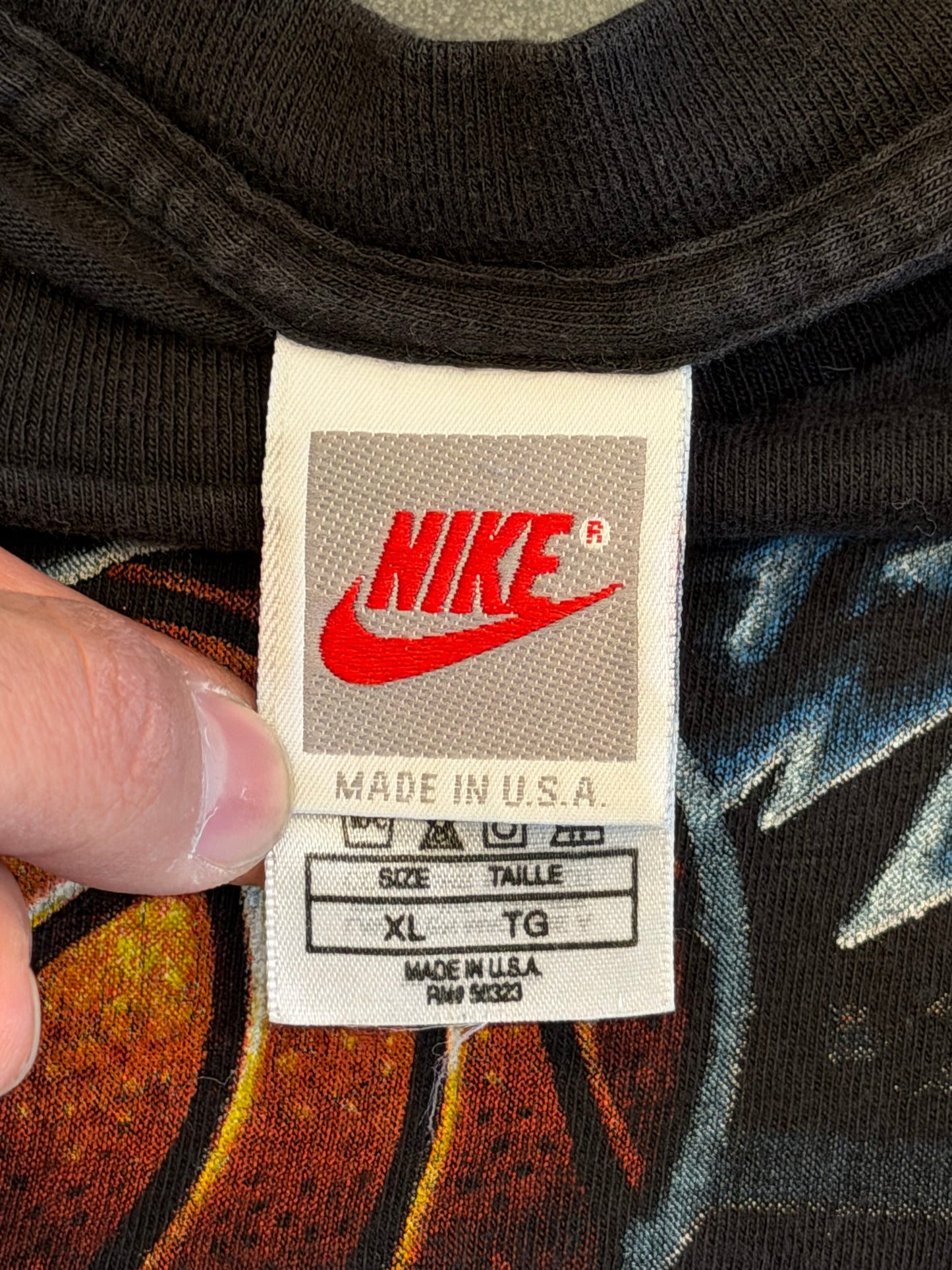 90S NIKE ALONZO MOURNING HORNETS POSTER TEE (GREY NIKE TAG)