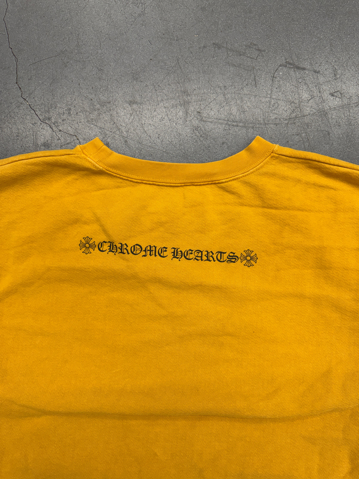 CHROME HEARTS VERTICAL LOGO CREWNECK SWEATER - MUSTARD/BLACK