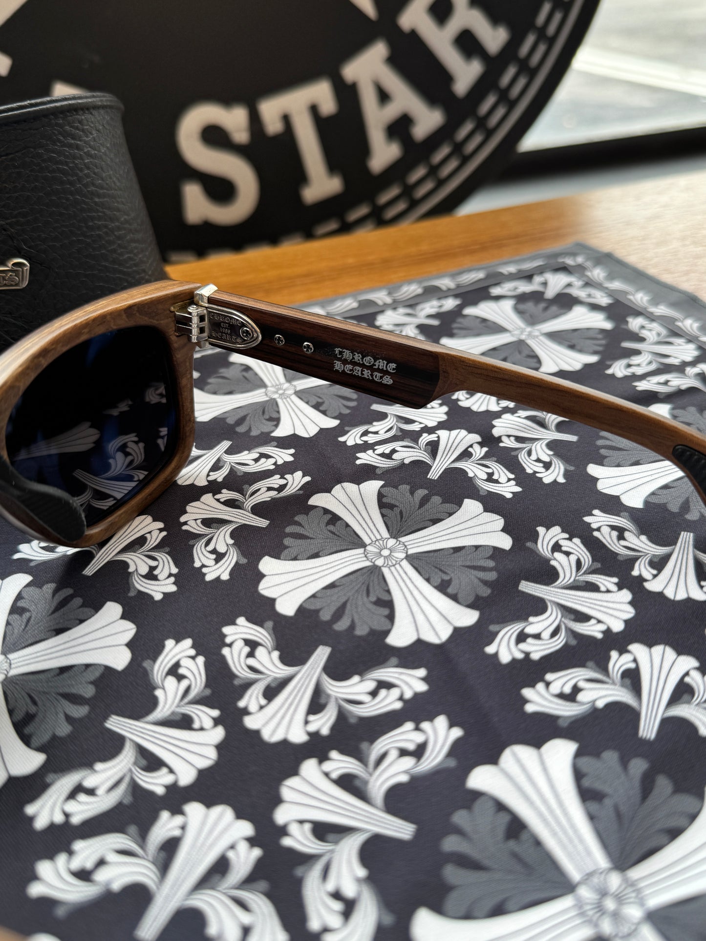 CHROME HEARTS LILITH WOODEN SUNGLASSES (WITH CASE)