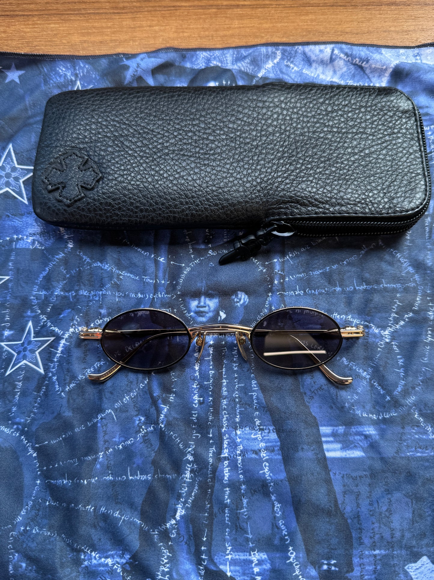 CHROME HEARTS LUX GOLD PLATED OVAL SUNGLASSES