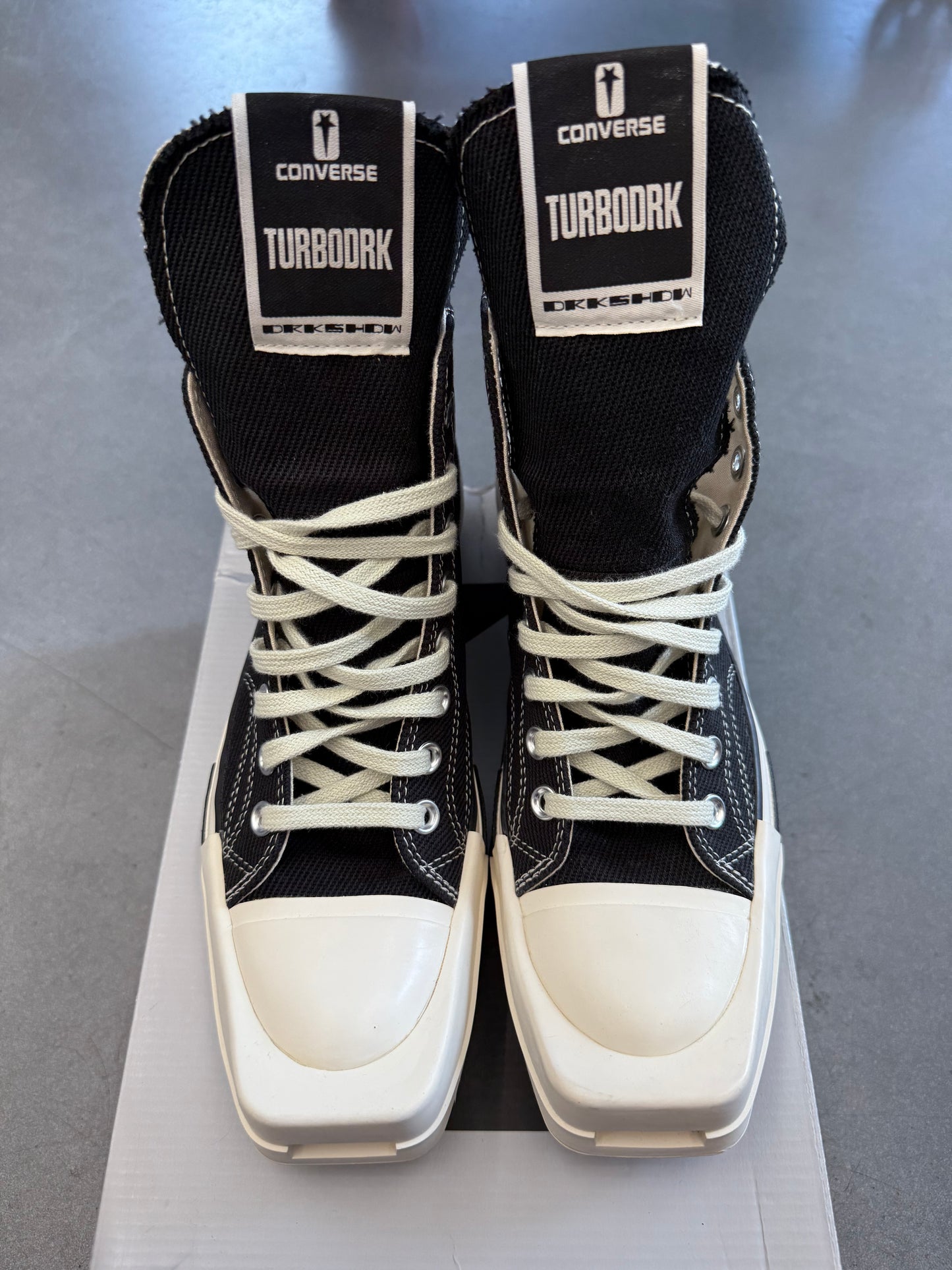 2022 SIZE 8 CONVERSE DRKSTAR HI RICK OWENS DRKSHDW HI BLACK EGRET (WITH BOX)