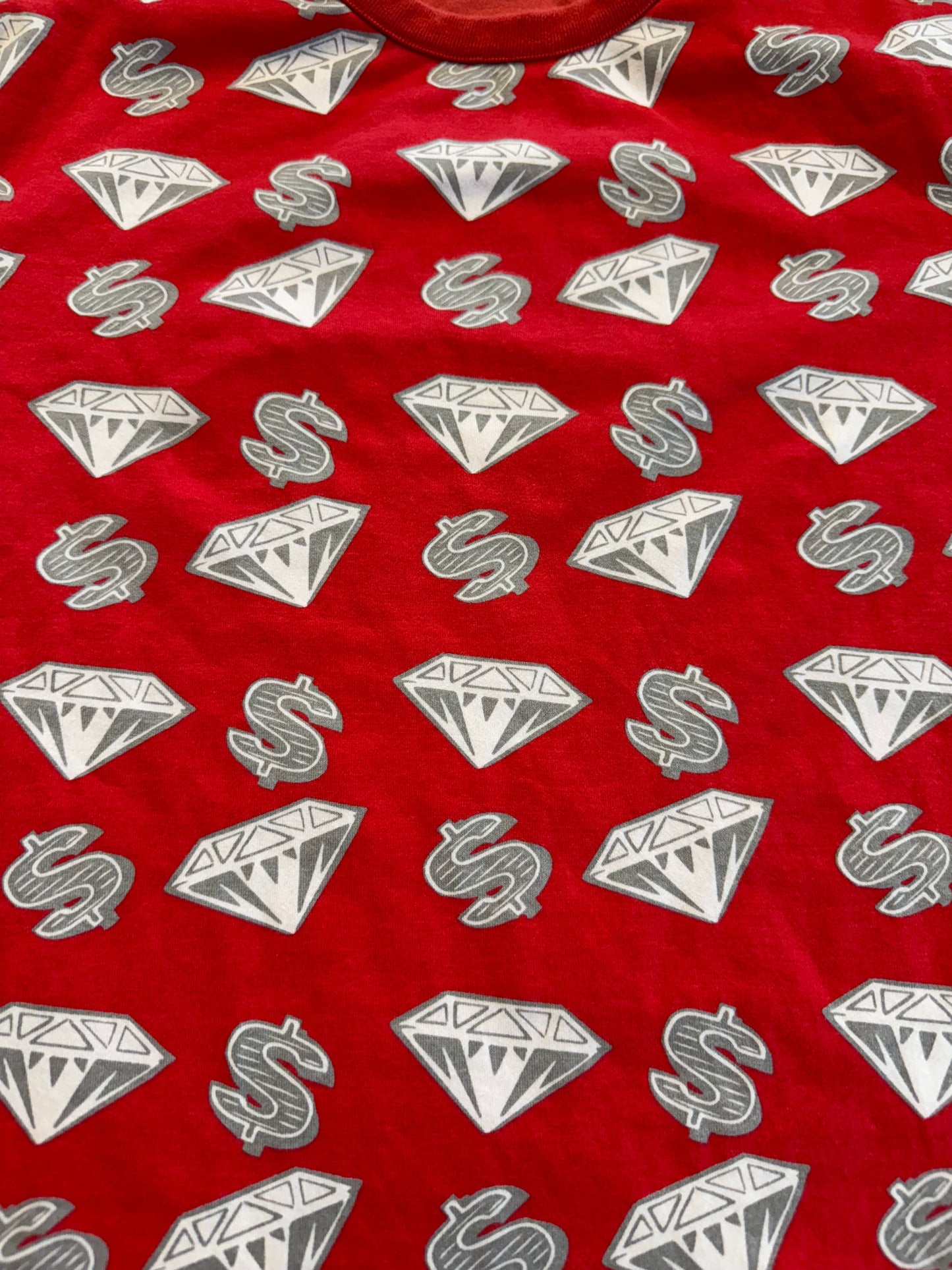VINTAGE BILLIONAIRE BOYS CLUB BBC DIAMONDS & DOLLARS RED REVERSIBLE TEE