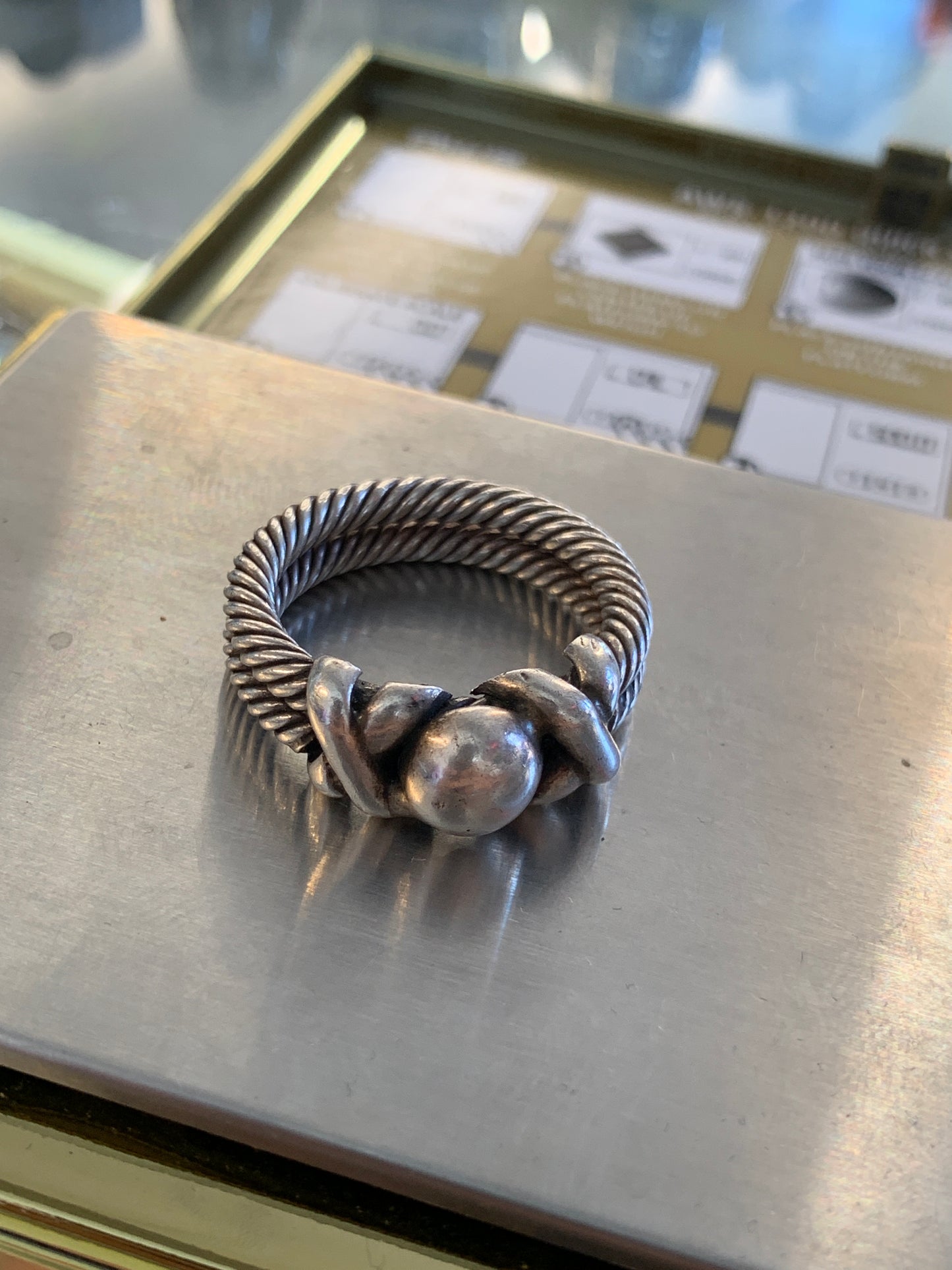 DAVID YURMAN STYLE DOUBLE TWIST ROPE SILVER RING (10.8 GRAMS)