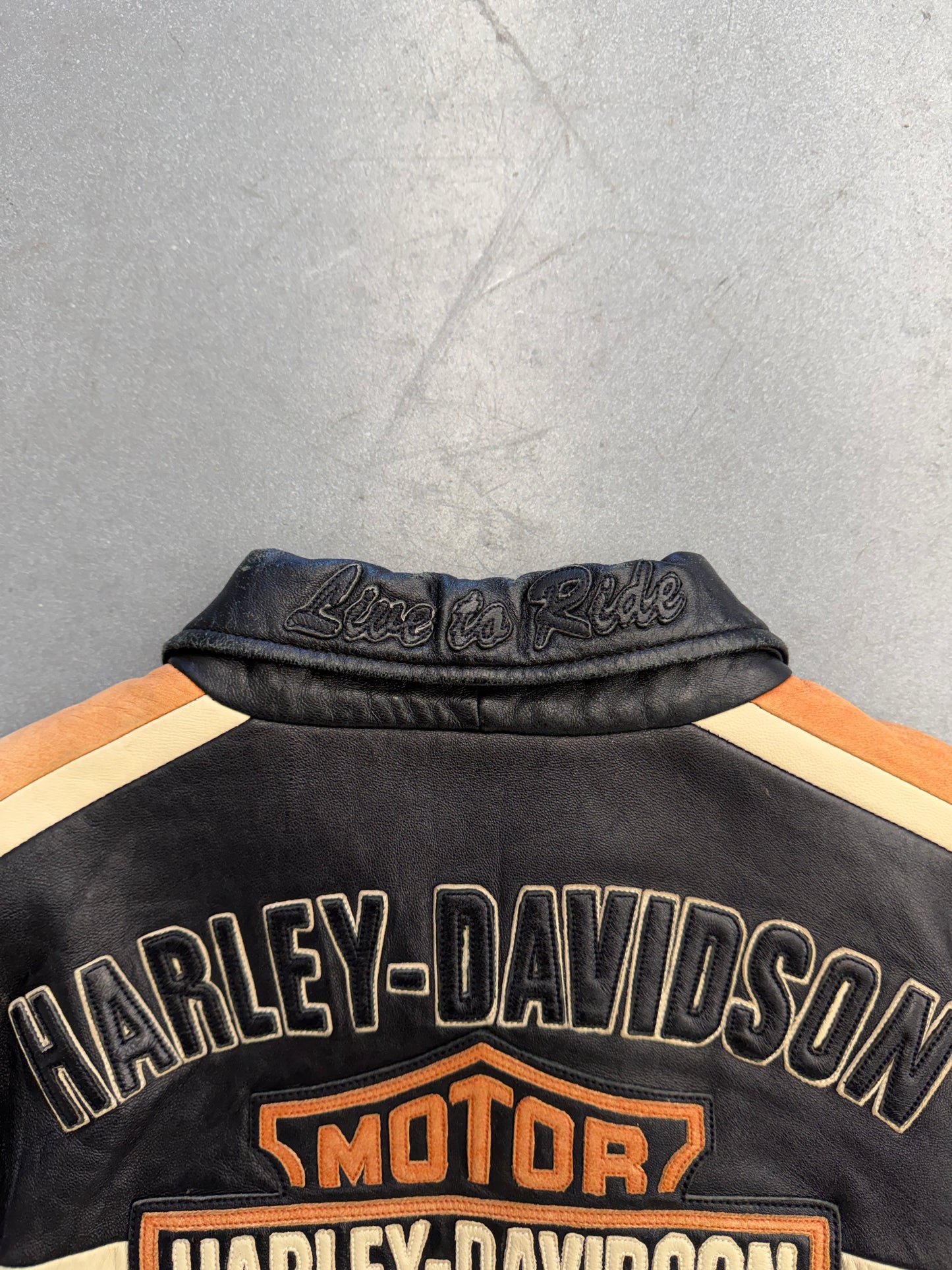 Y2K HARLEY-DAVIDSON "RIDE TO LIVE" FADED FULL-ZIP LEATHER JACKET