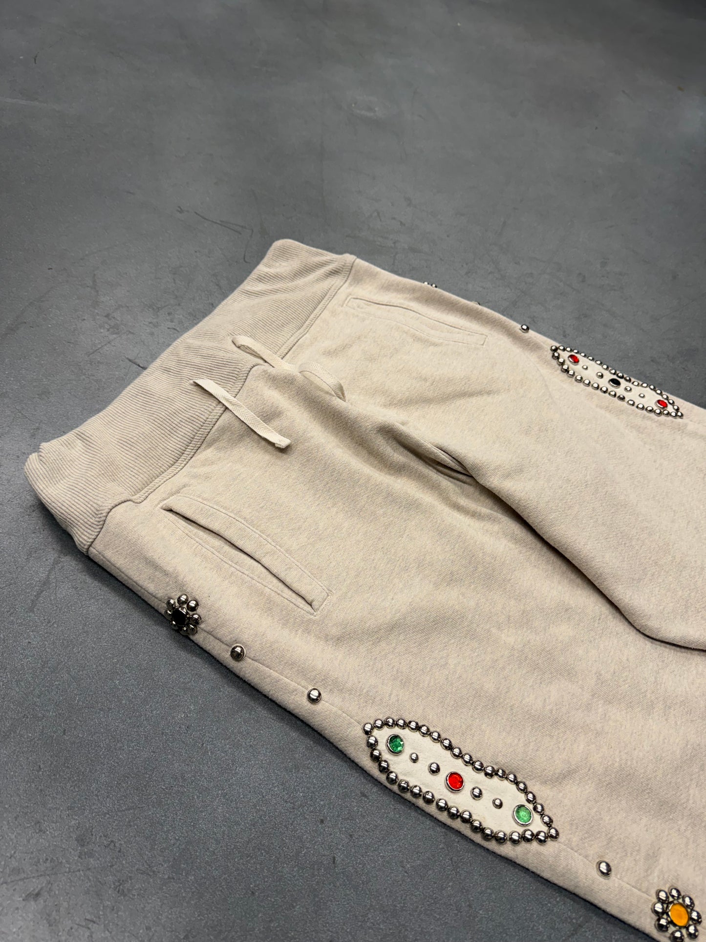 KAPITAL 12/GRANDRELLE STUDDED SWEATPANTS - HEATHER GRAY