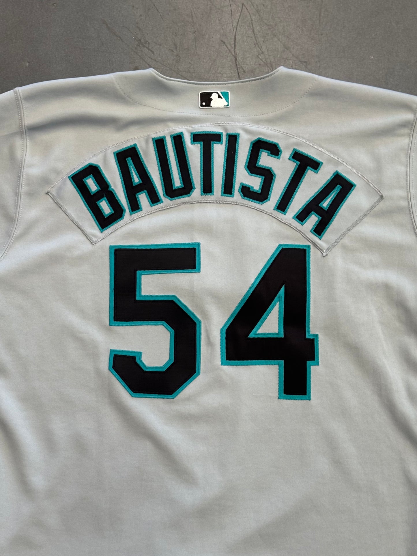 1999-2000 FLORIDA MARLINS DANNY BAUTISTA RUSSELL ATHLETIC DIAMOND COLLECTION BASEBALL JERSEY (46)