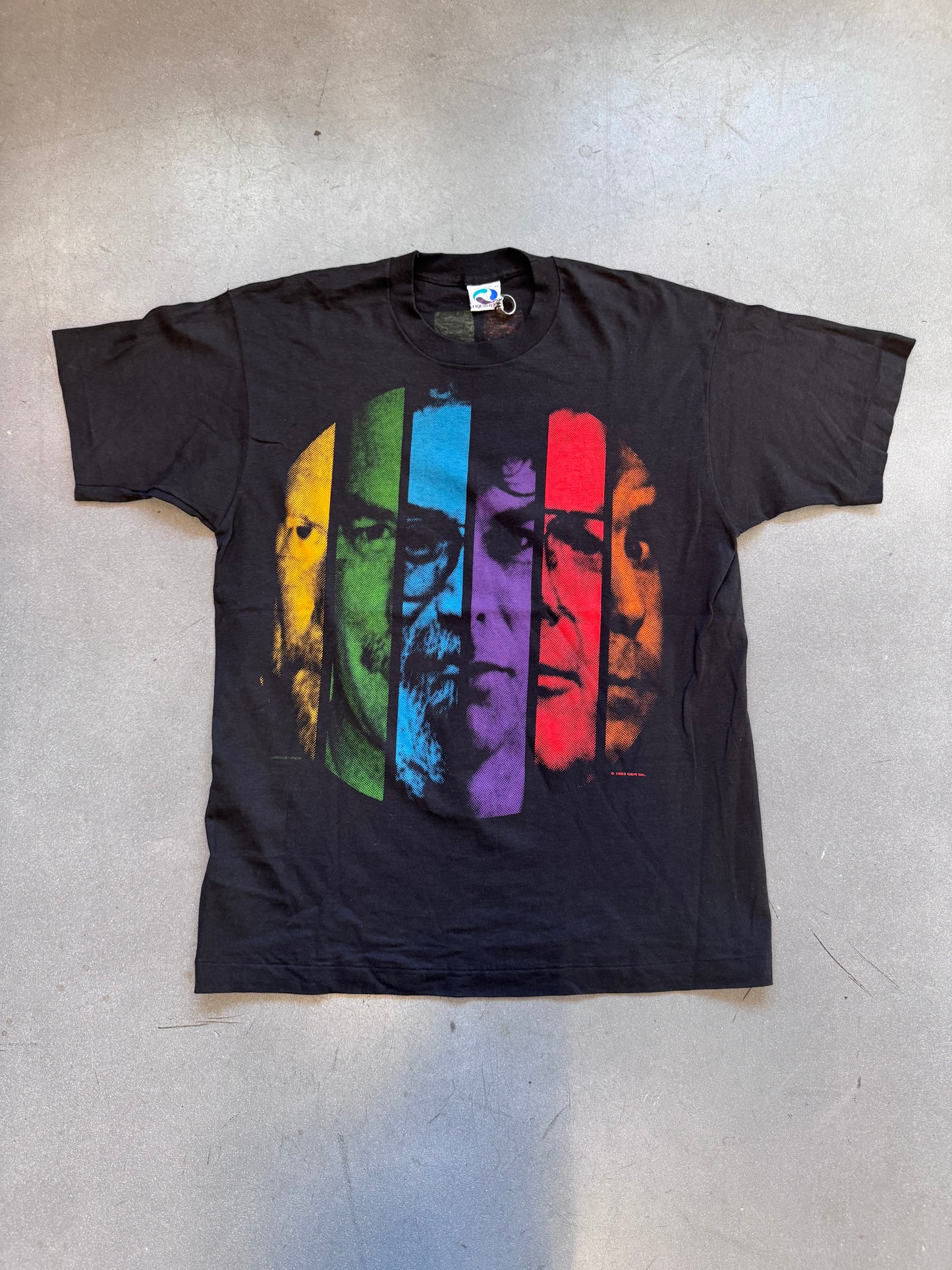 1993 GRATEFUL DEAD SUMMER TOUR RAINBOW BAND MEMBERS TEE (LIQUID BLUE TAG)