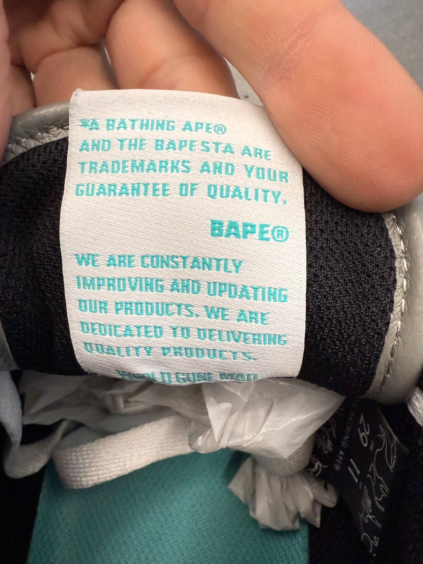 2022 SIZE 11 A BATHING APE BAPE SK8 STA - GREY TURQUOISE (PRE-OWNED NO BOX)