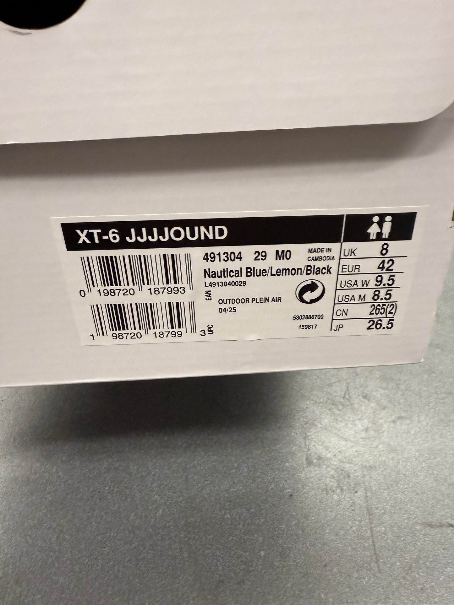 2025 SIZE 8.5 SALOMON XT-6 JJJJOUND NAUTICAL BLUE LEMON (PRE-OWNED WITH BOX)