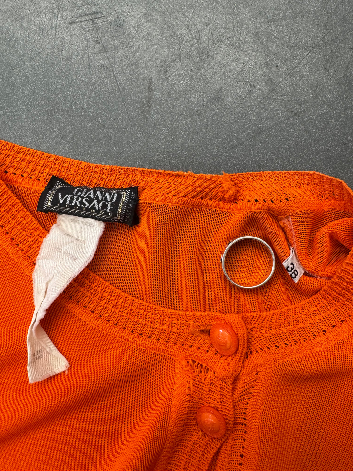 SS96 GIANNI VERSACE COUTURE ORANGE RAYON CARDIGAN