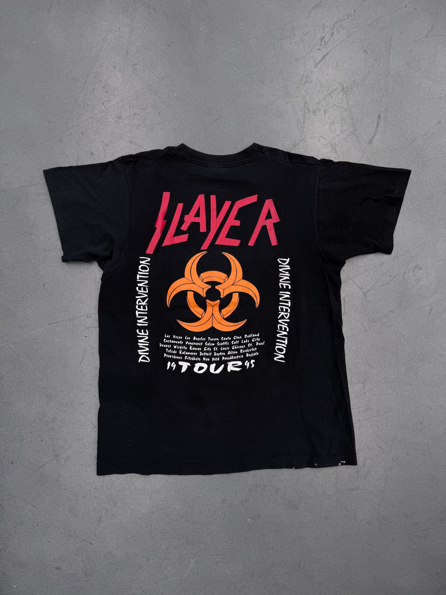 1995 SLAYER DIVINE INTERVENTION BOOTLEG TOUR TEE (CUT TAG)