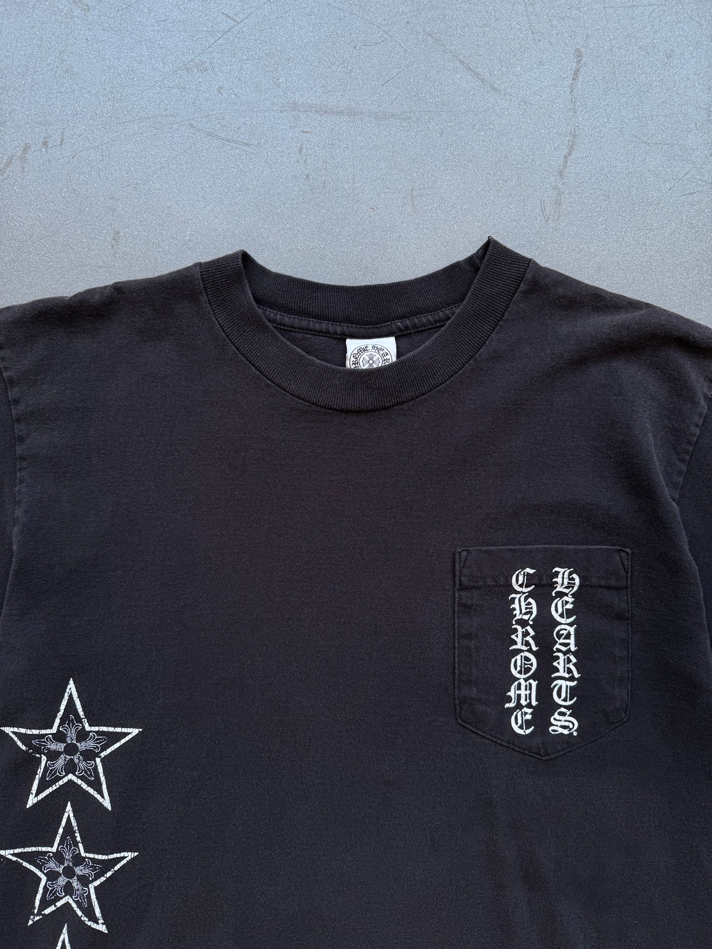 VINTAGE CHROME HEARTS T BAR LOGO STARS POCKET TEE