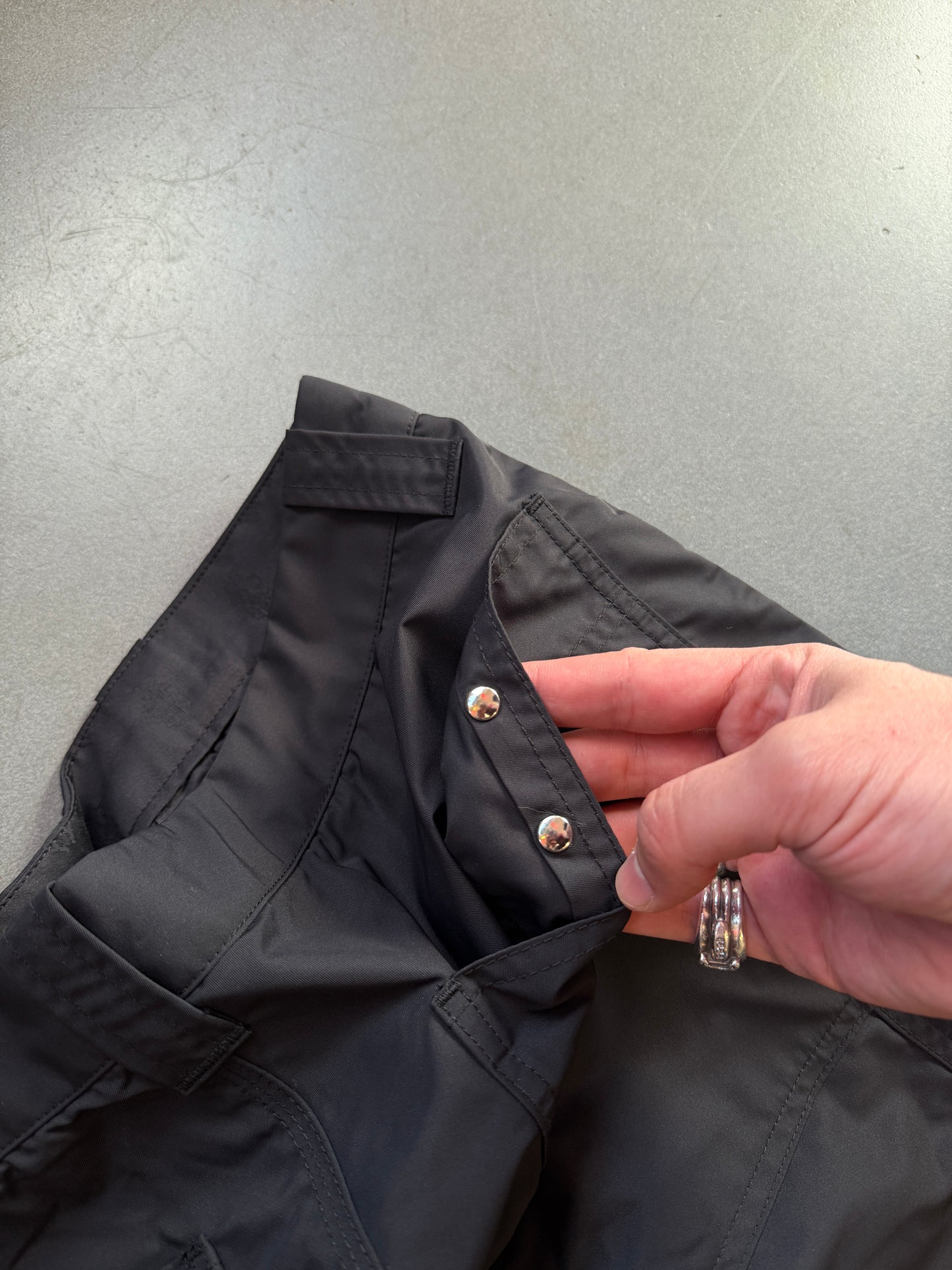 CHROME HEARTS CARPENTER DOUBLE KNEE NYLON/LEATHER PANTS (36)