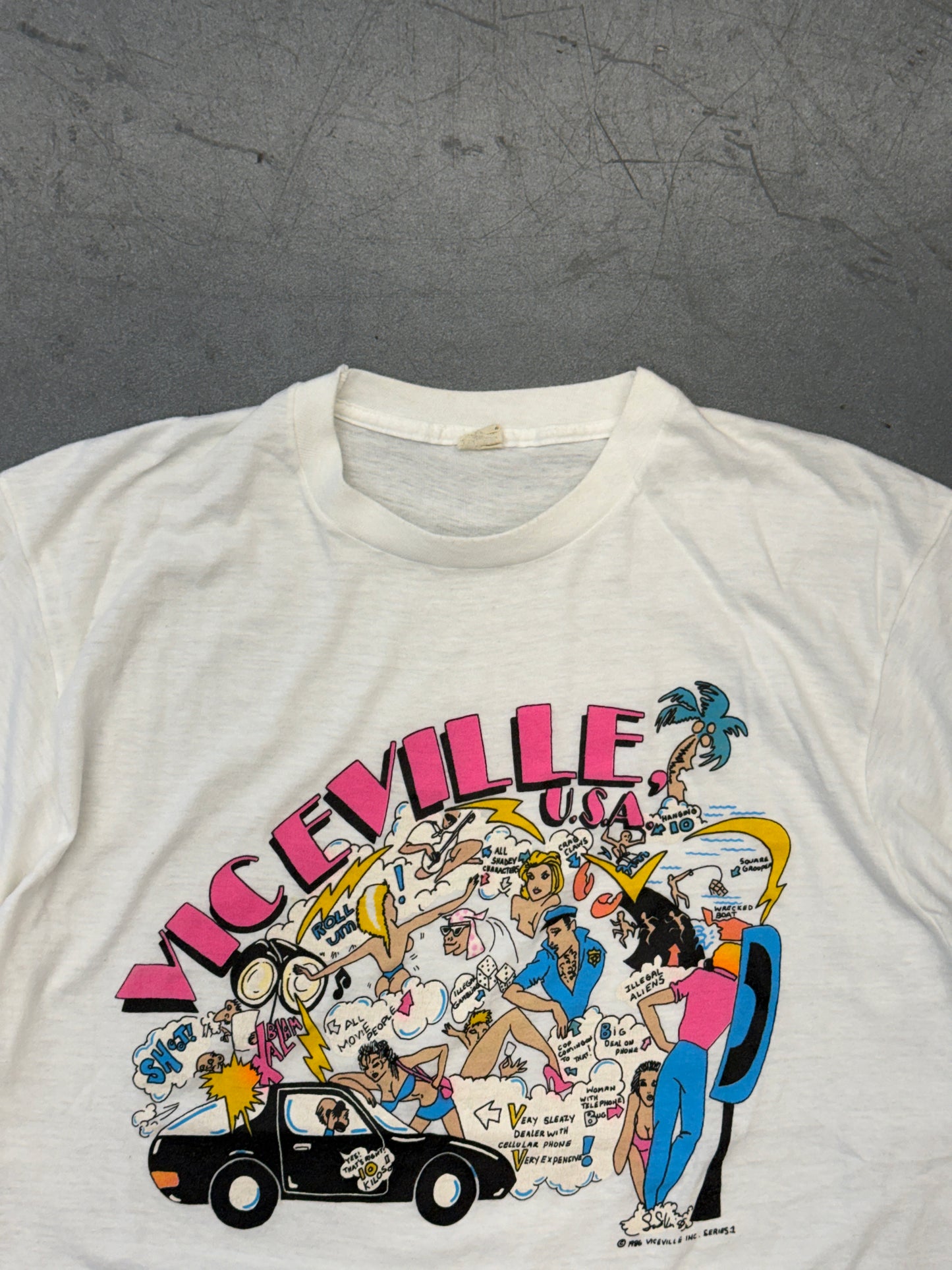 1986 VICEVILLE U.S.A. BOOTLEG MIAMI TEE (SCREEN STARS TAG)