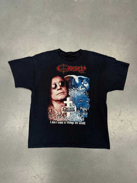 OZZY OZBOURNE I DON'T WANT TO CHANGE THE WORLD MEXICAN BOOTLEG EMBROIDERED TEE (PULLED TAG)