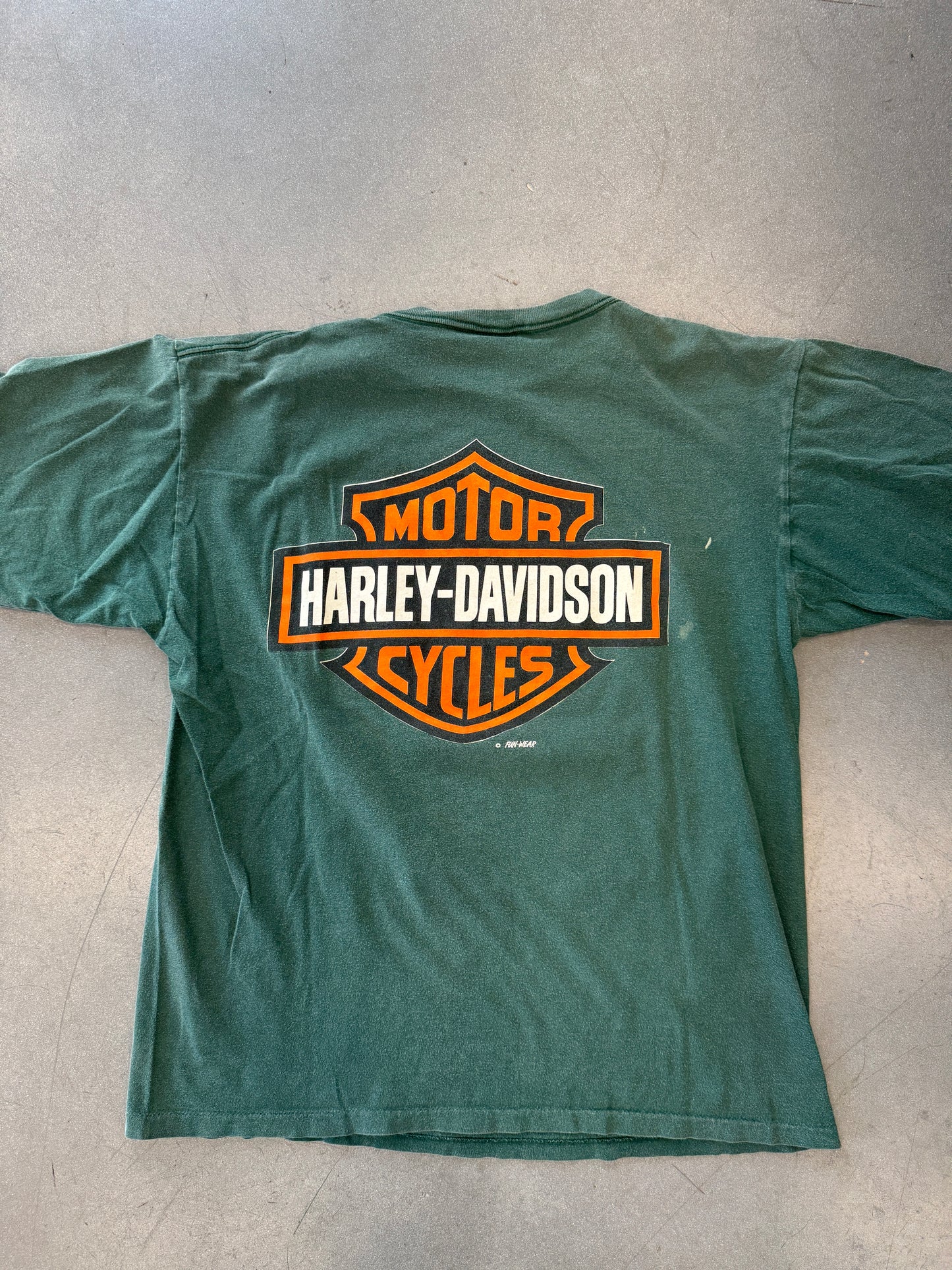 90'S HARLEY-DAVIDSON SIDE WINDER DESERT TEE (HARLEY-DAVIDSON TAG) - GREEN