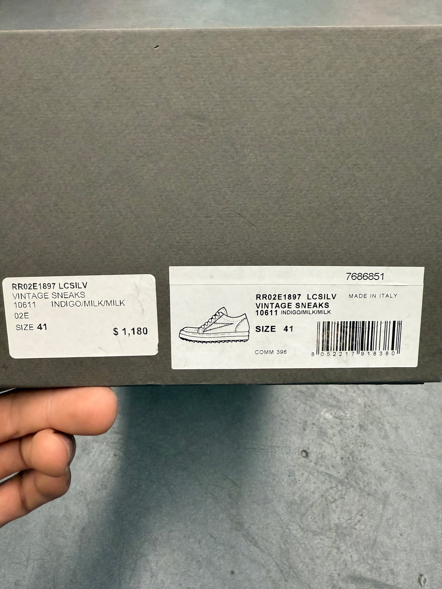 SIZE 41 RICK OWENS VINTAGE SNEAKS BROWN SUEDE (PRE-OWNED WITH BOX)