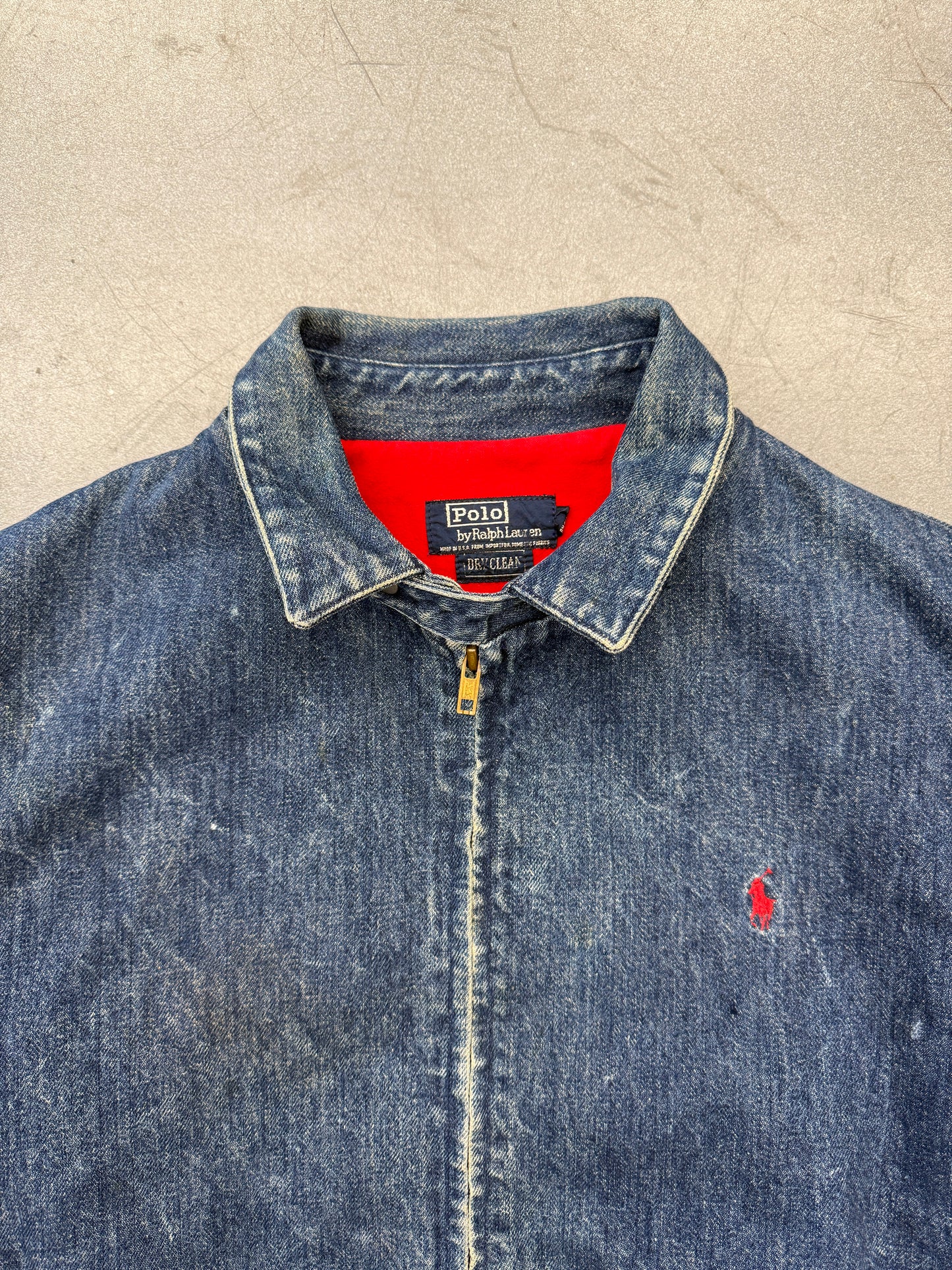 90'S POLO RALPH LAUREN FULL-ZIP HARRINGTON DENIM JACKET