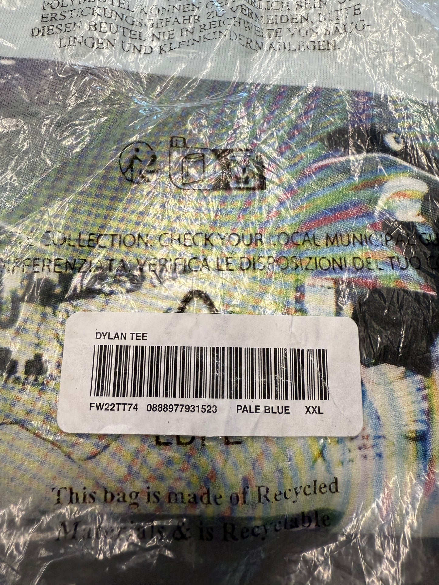 FW22 SUPREME DYLAN TEE PALE BLUE 2XL