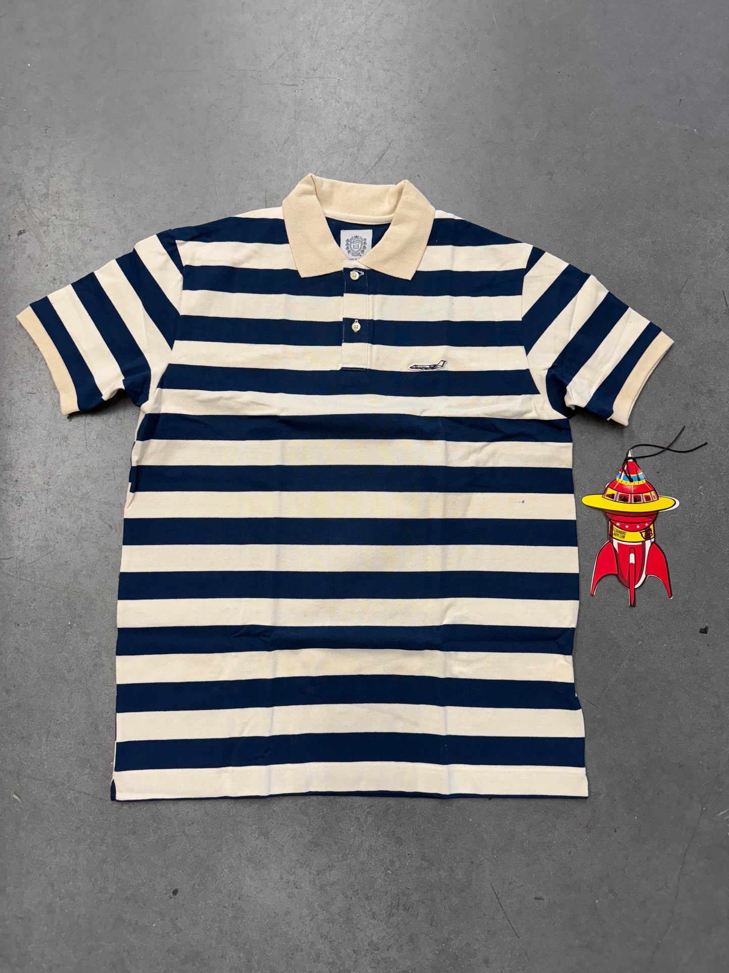 SEASON 10 BILLIONAIRE BOYS CLUB BBC AIRPLANE STRIPED POLO SHIRT (L) (NEW WITH TAG & BAG)