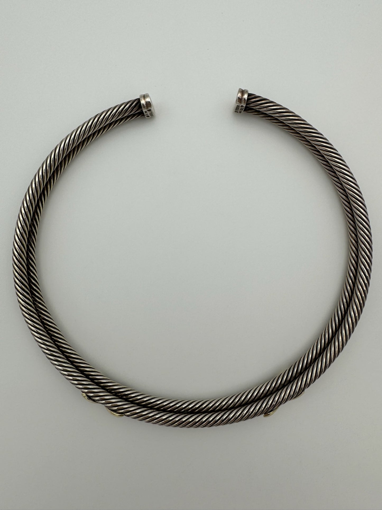 DAVID YURMAN TWO-TONE "X" CABLE COLLAR SILVER/14K GOLD NECKLACE (90.3 GRAMS)
