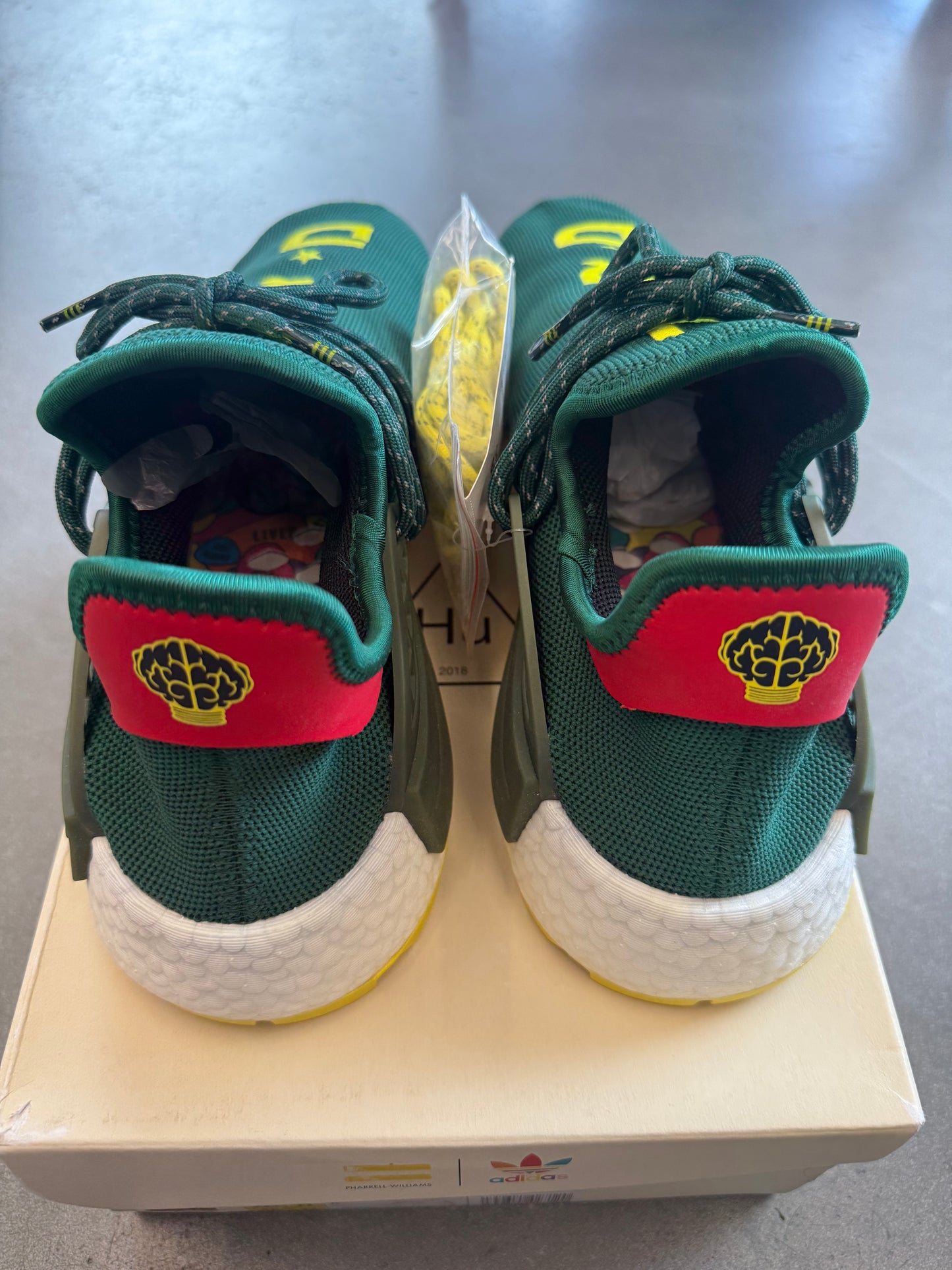 SIZE 11.5 ADIDAS NMD HU PHARRELL NERD GREEN YELLOW (BRAND NEW WITH BOX)