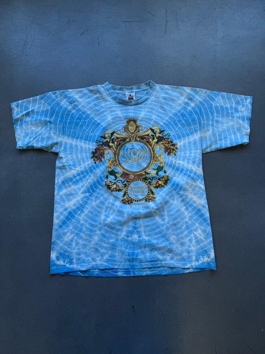 1993 ELTON JOHN WORLD TOUR STYLED BY GIANNI VERSACE BLUE TIE-DYE TEE (LEE TAG)