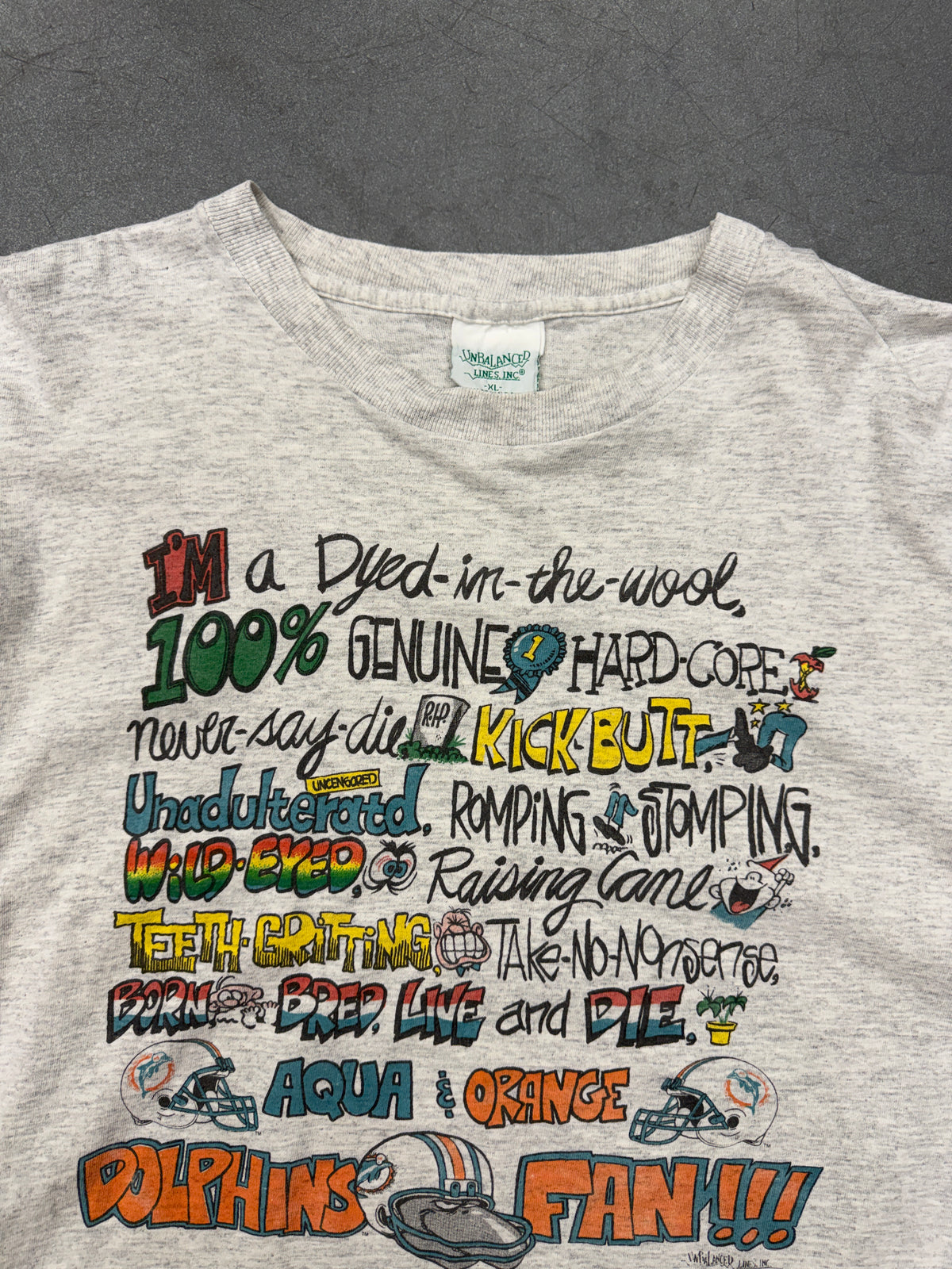 1991 MIAMI DOLPHINS FAN!!! TEE (UNBALANCED LINES TAG)